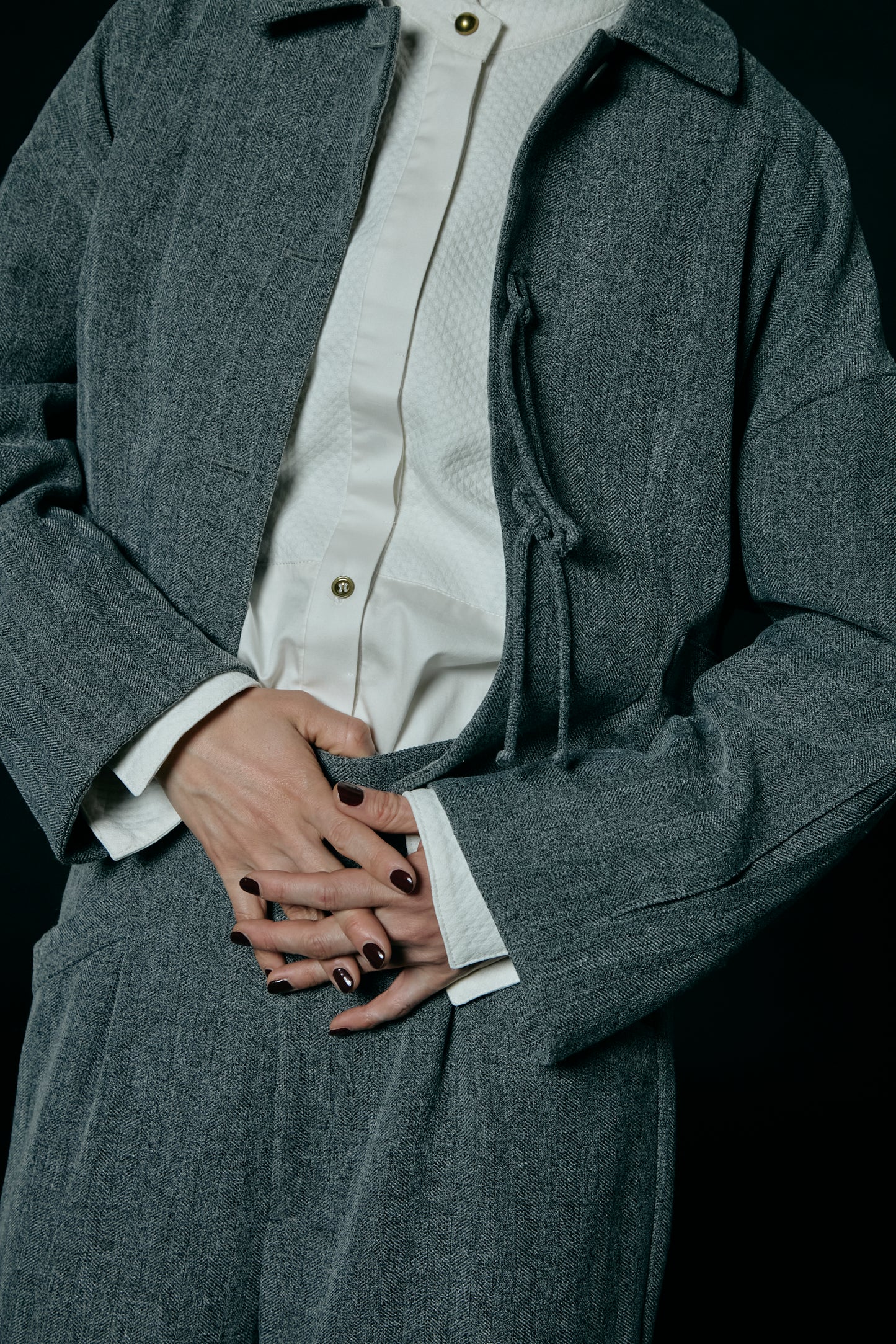 Pleated Sleeve Short Jacket / Gray