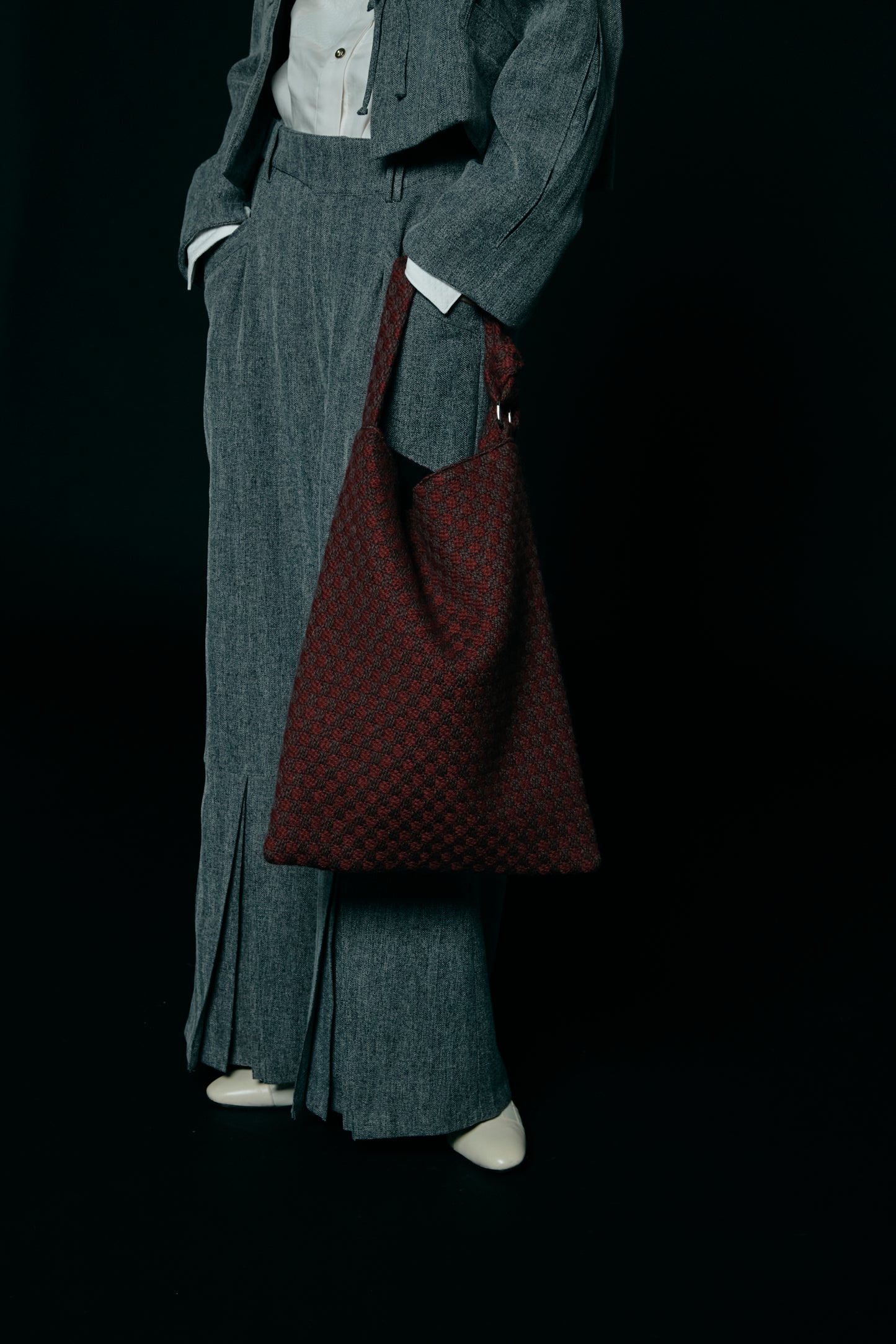 Dobby weave tote bag / Bordeaux