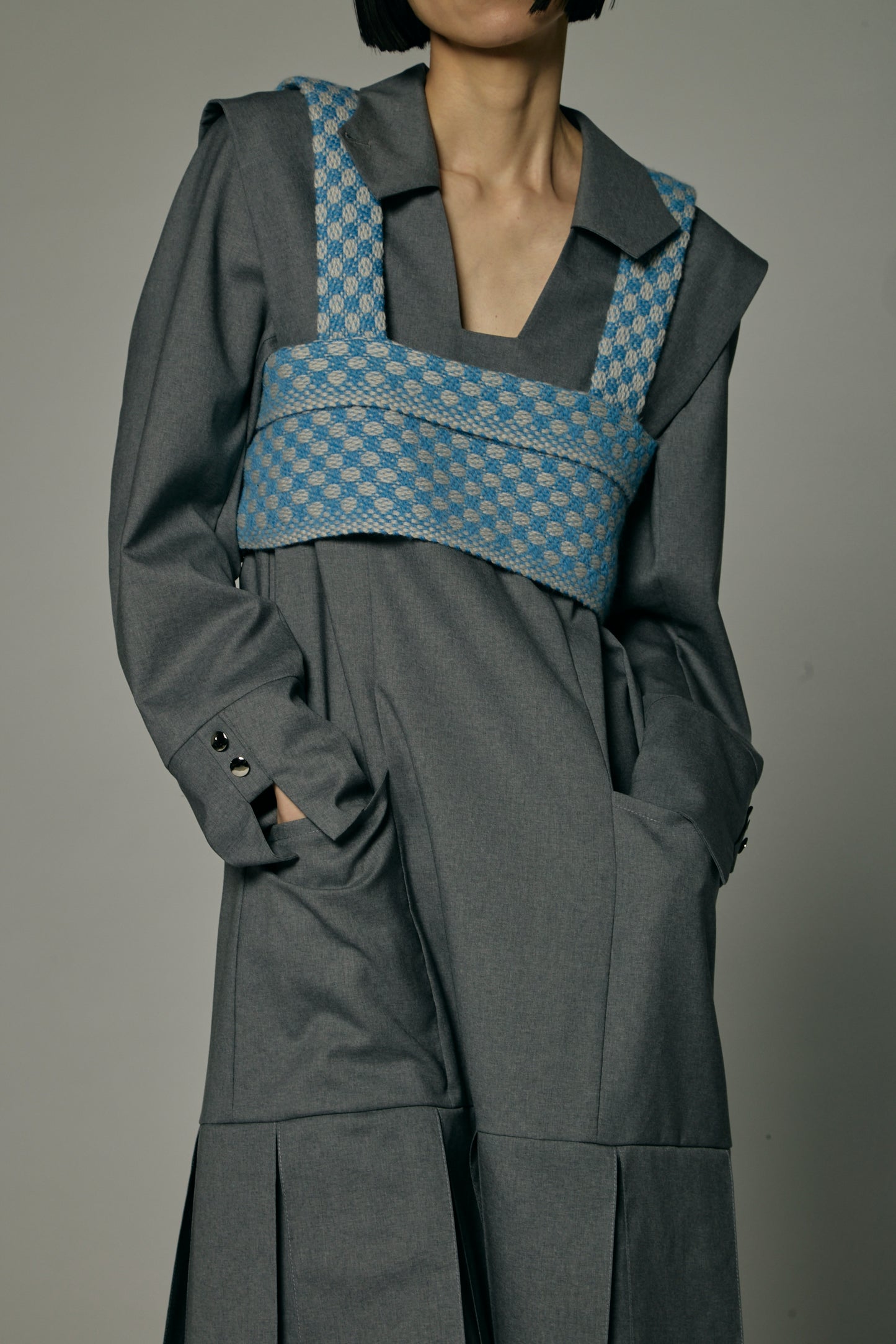 Dobby weave knit bustier / Blue