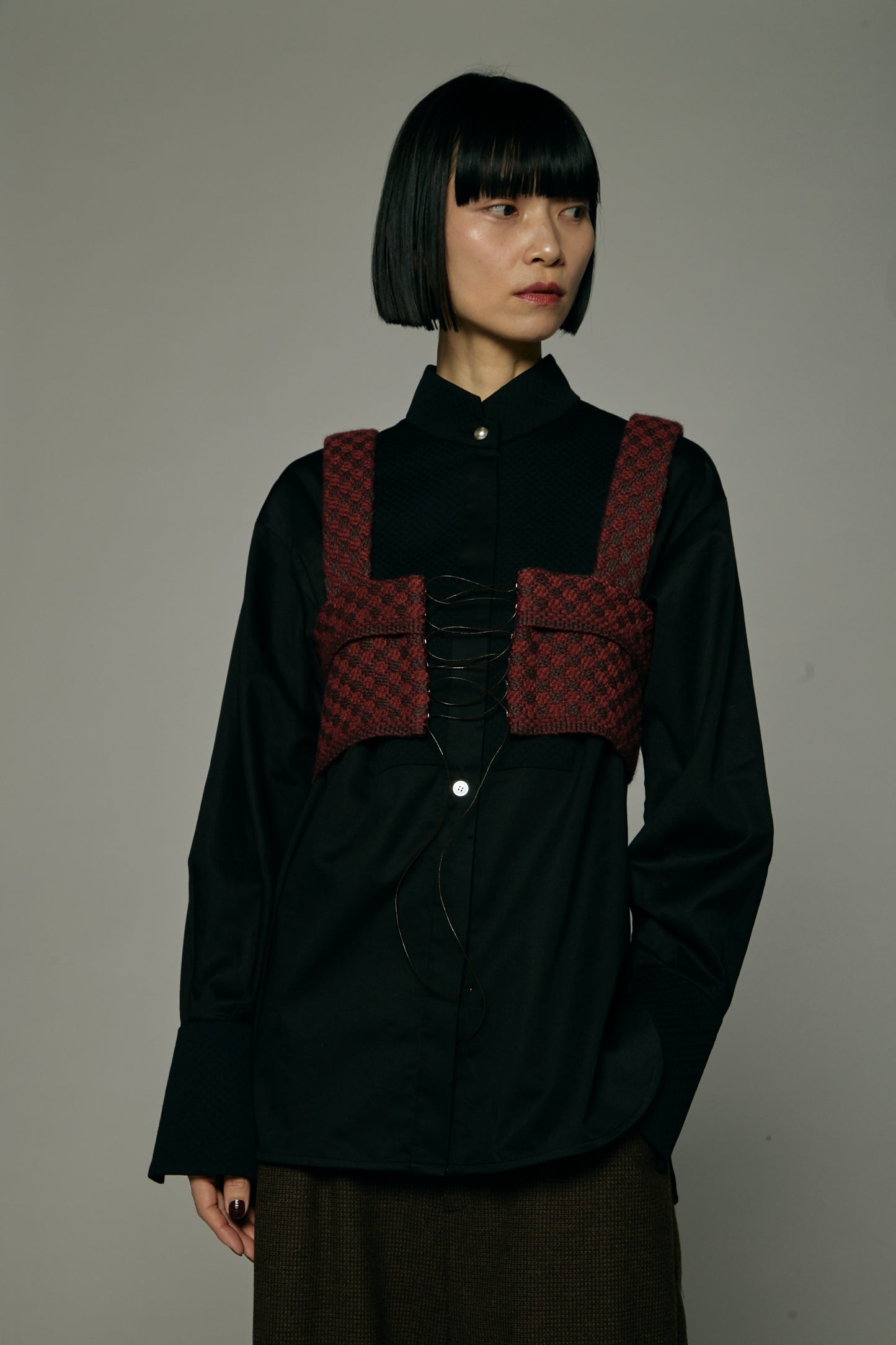 Dobby weave knit bustier / Bordeaux