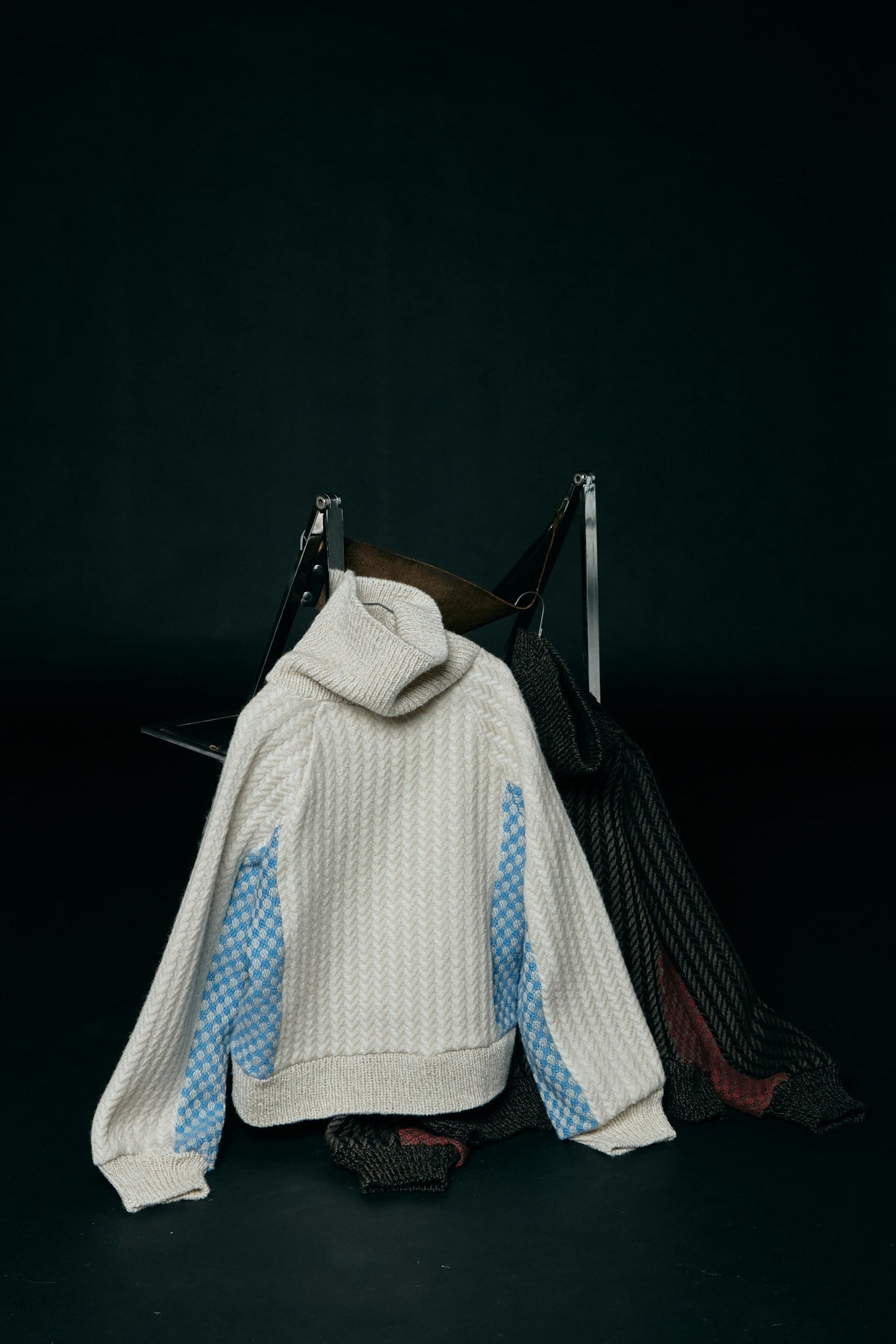 【Re order】Herringbone × Dobby weave knit pullover / Ecru