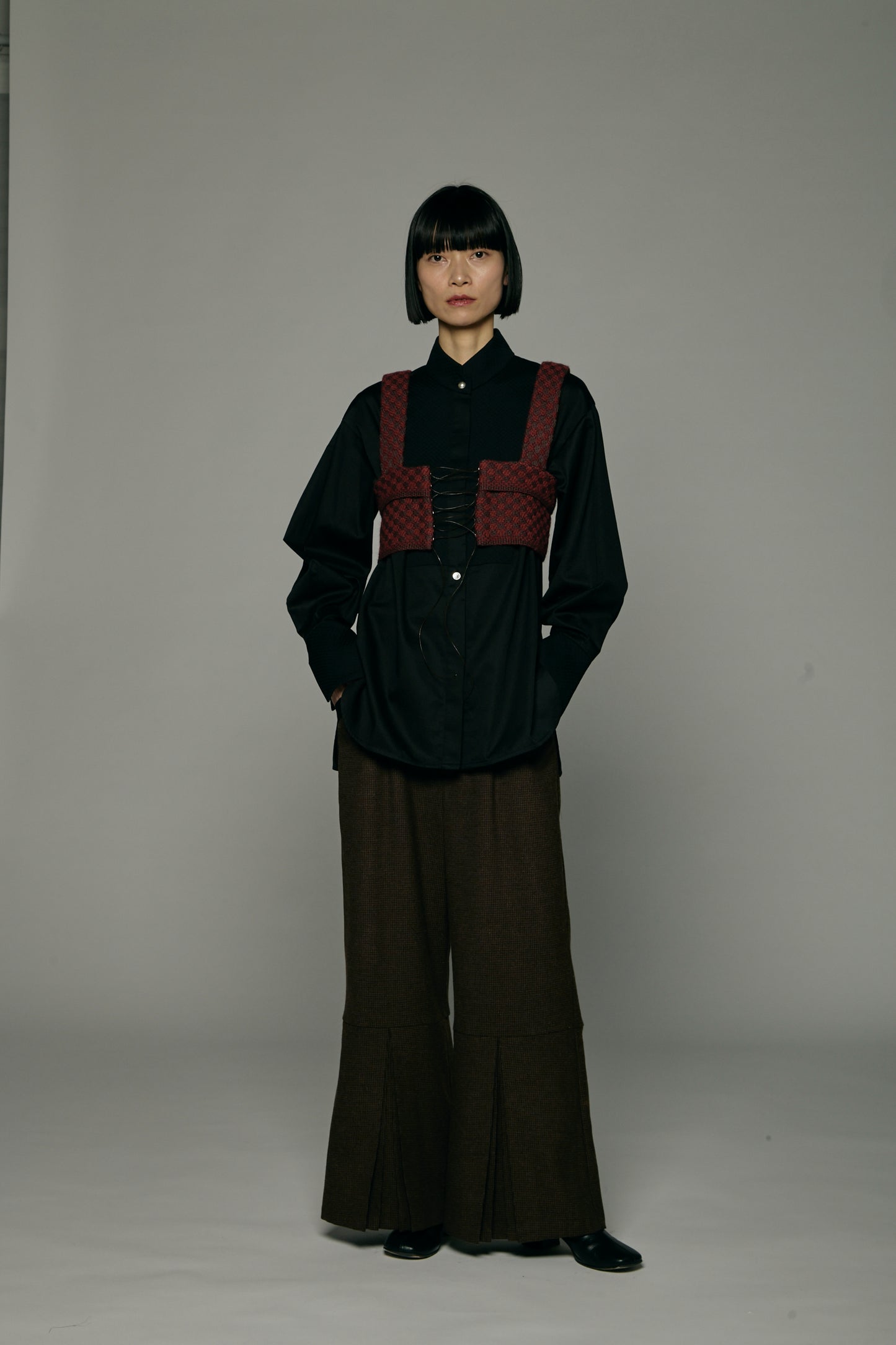 Dobby weave knit bustier / Bordeaux