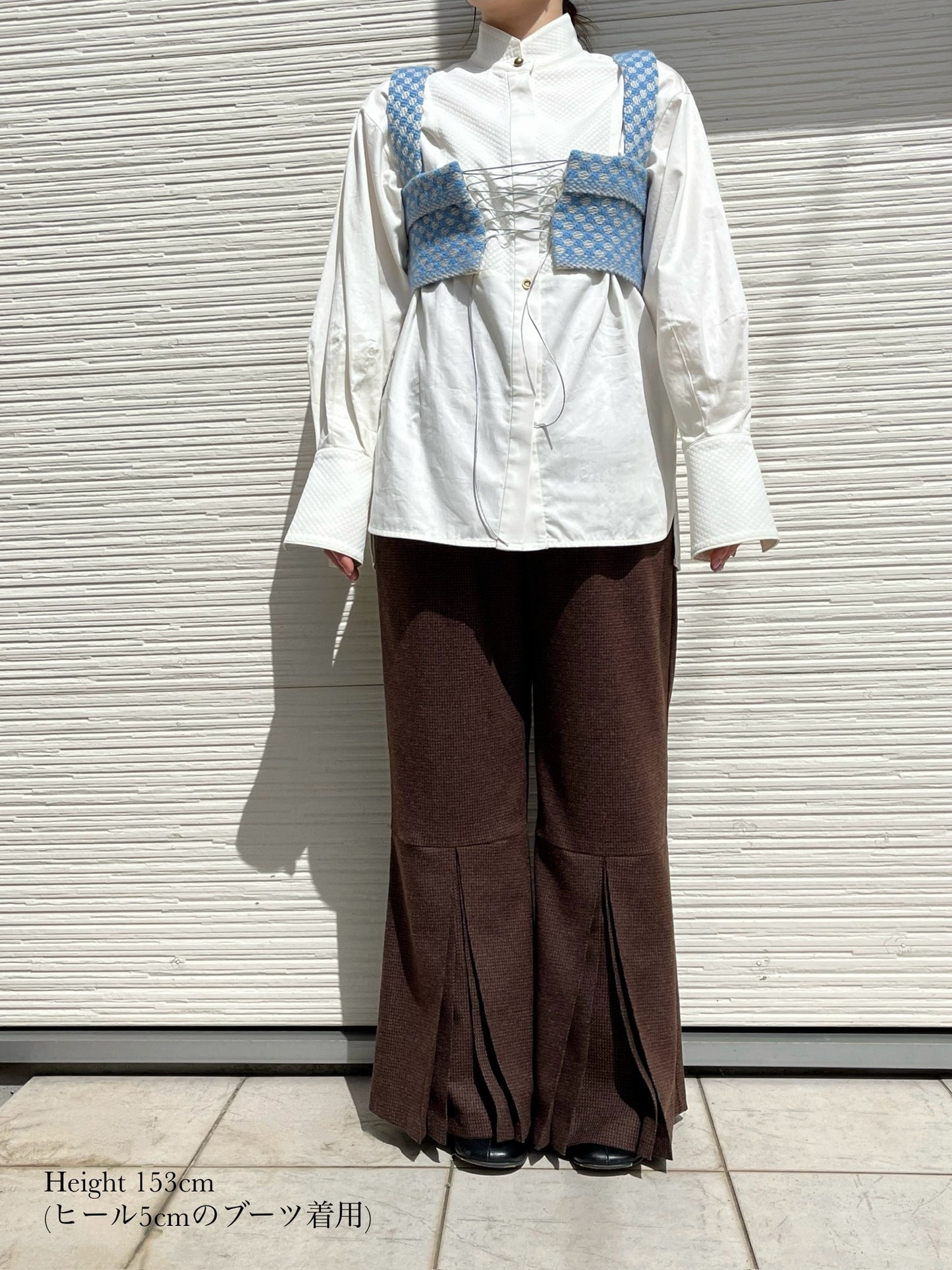 Dobby weave knit bustier / Blue