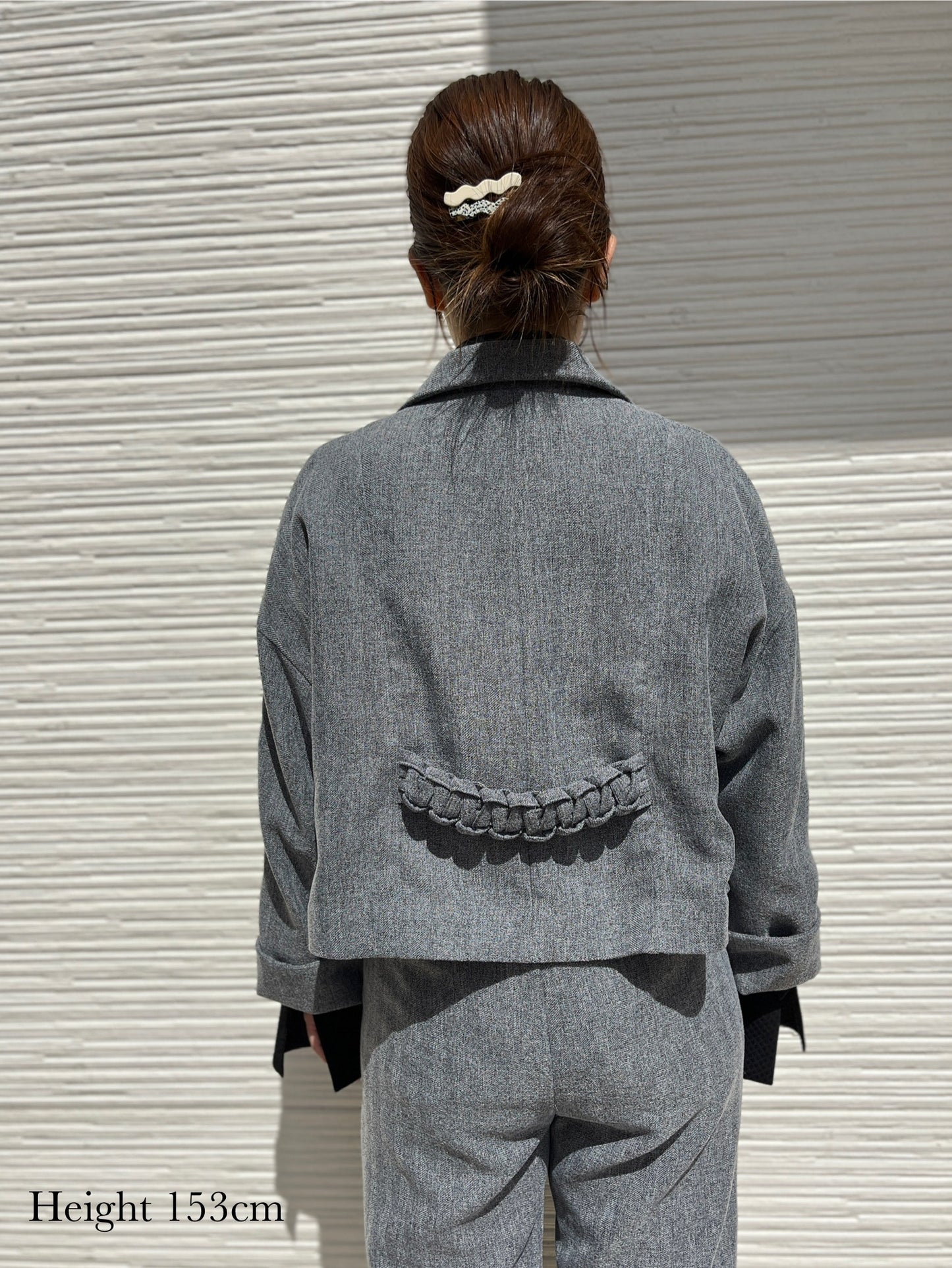 Pleated Sleeve Short Jacket / Gray