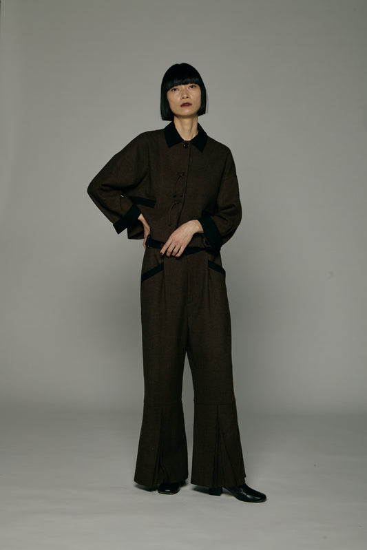 Pleated Wide Trousers / Brown