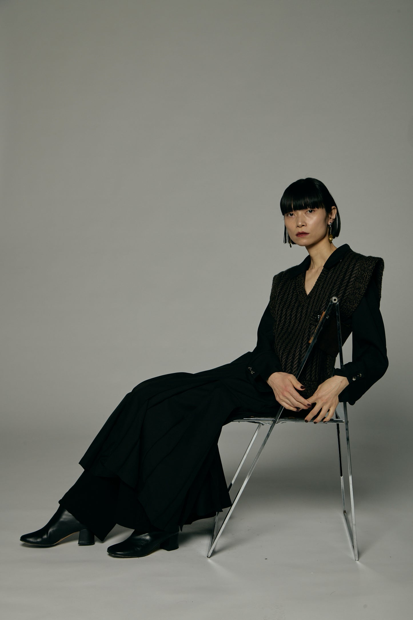 Pleated skirt dress / Black