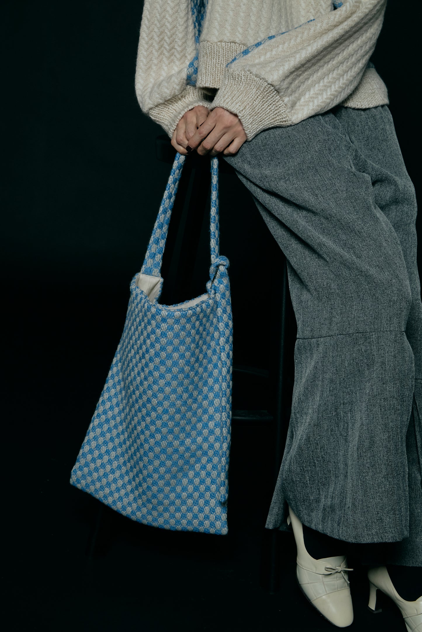 Dobby weave tote bag / Blue