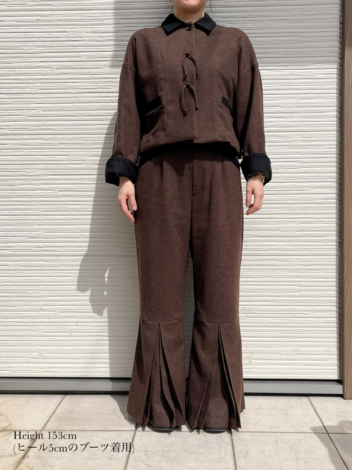 Pleated Wide Trousers / Brown
