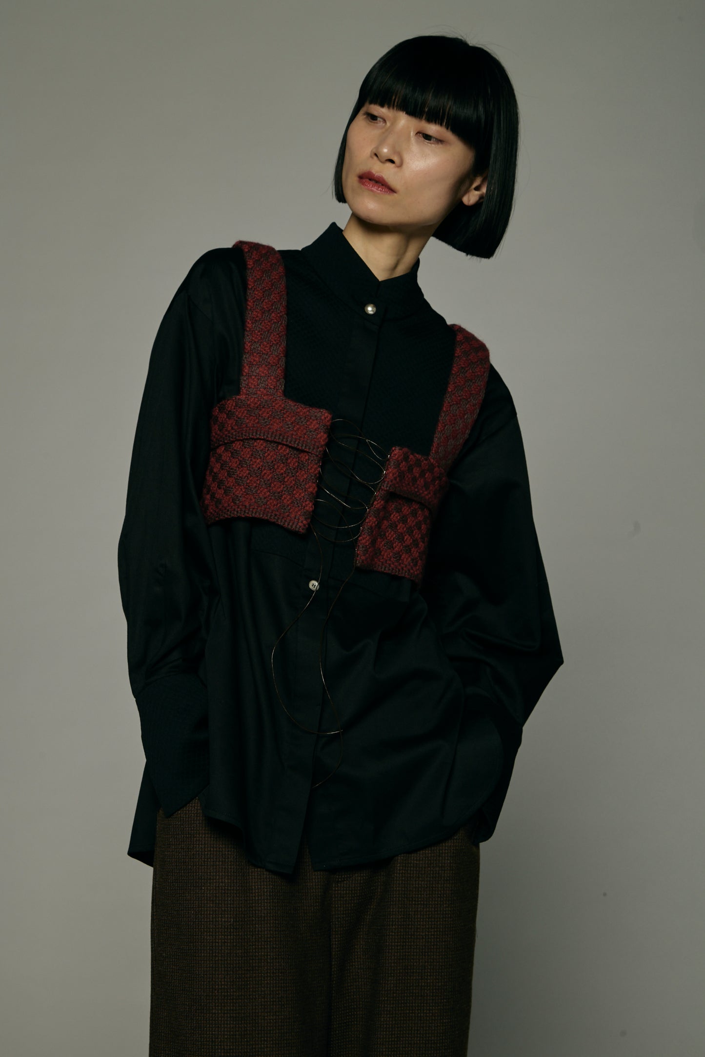 Dobby weave knit bustier / Bordeaux