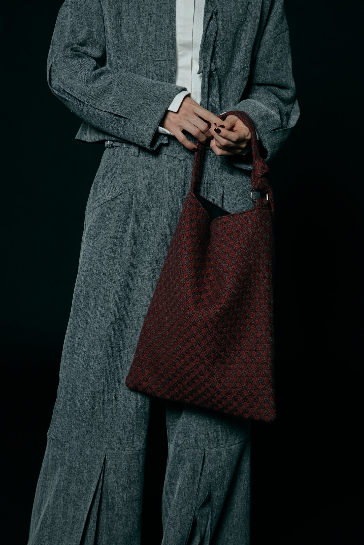 Dobby weave tote bag / Bordeaux