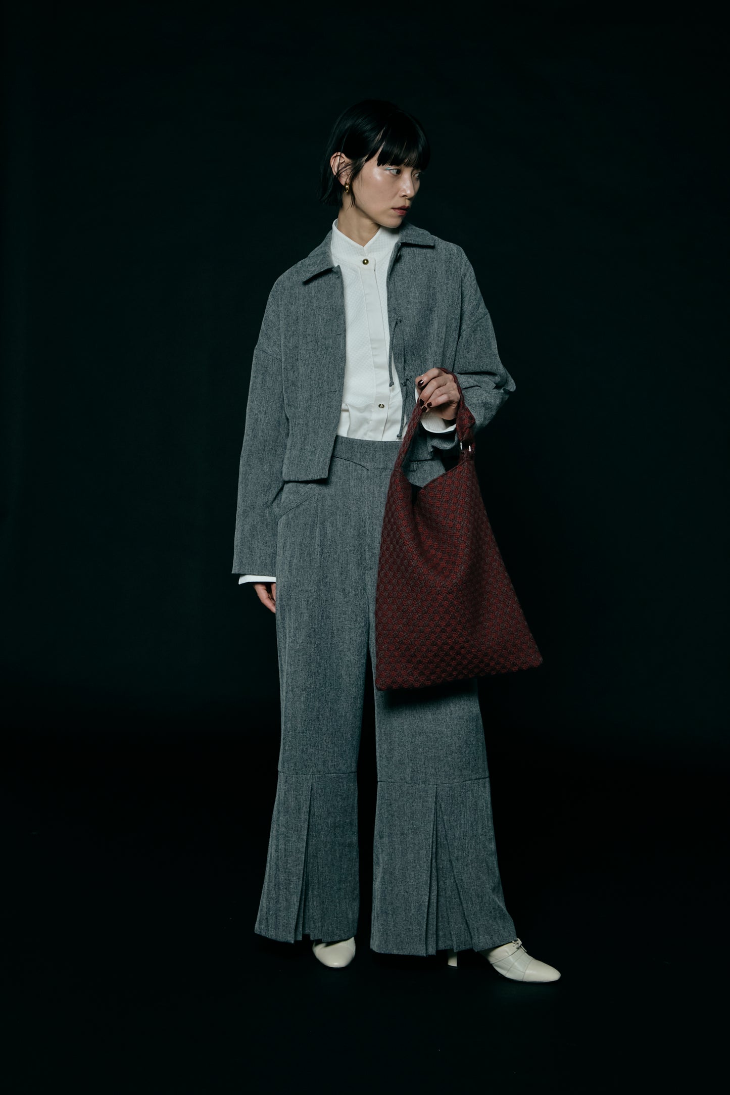 Dobby weave tote bag / Bordeaux