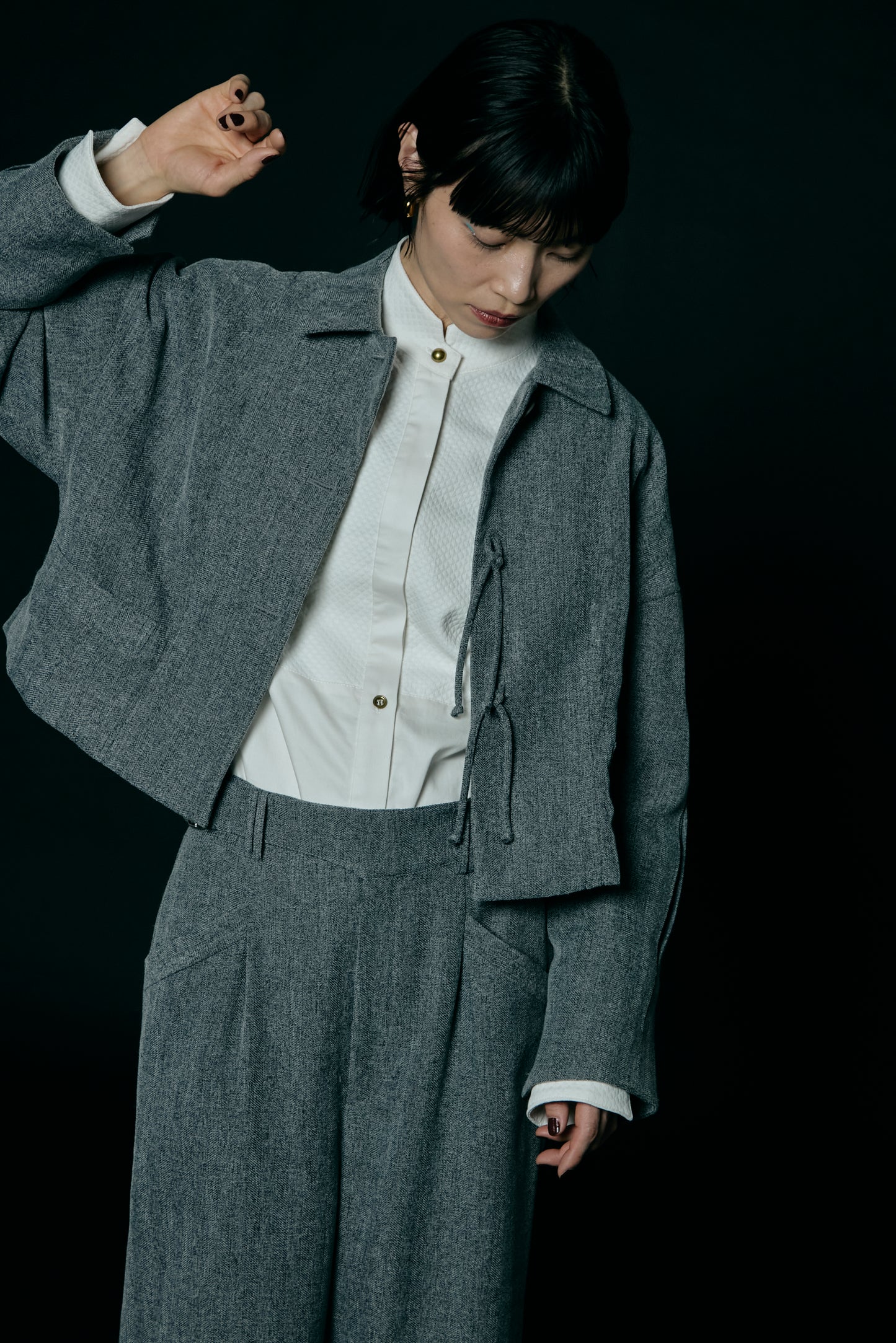 Pleated Wide Trousers / Gray