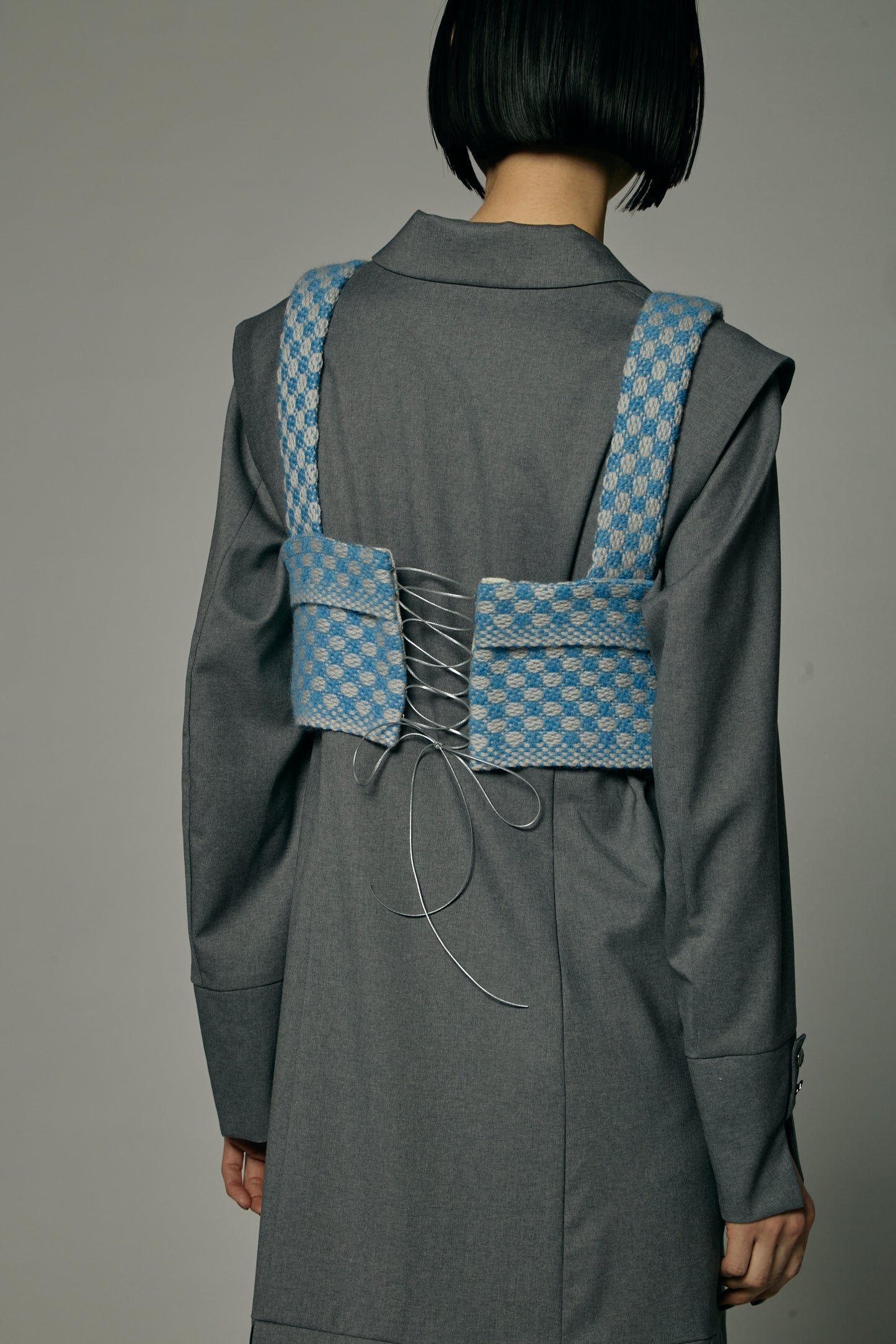 Dobby weave knit bustier / Blue