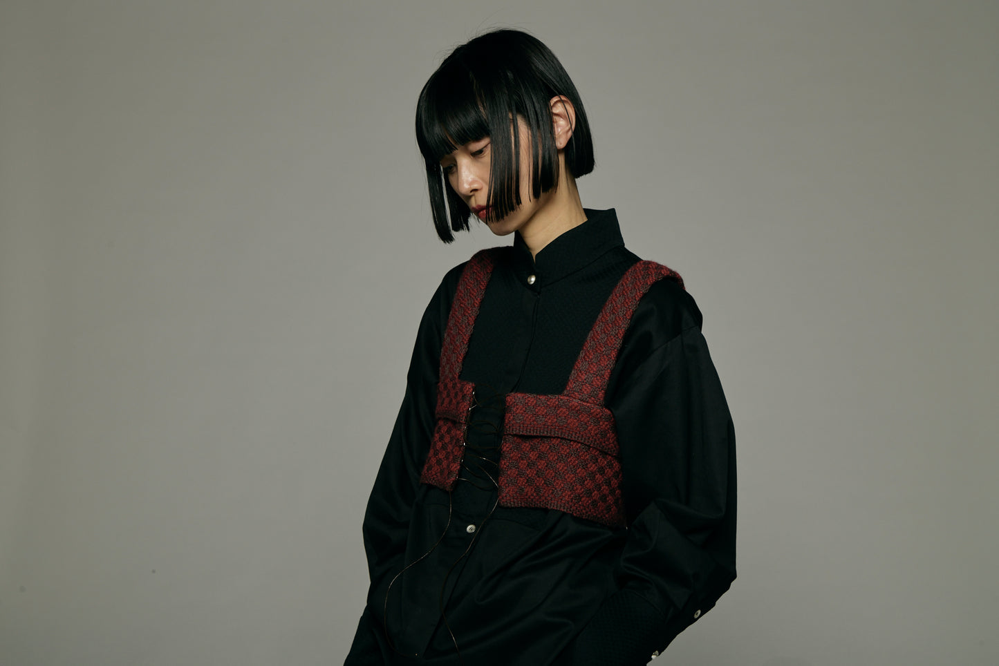 Dobby weave knit bustier / Bordeaux