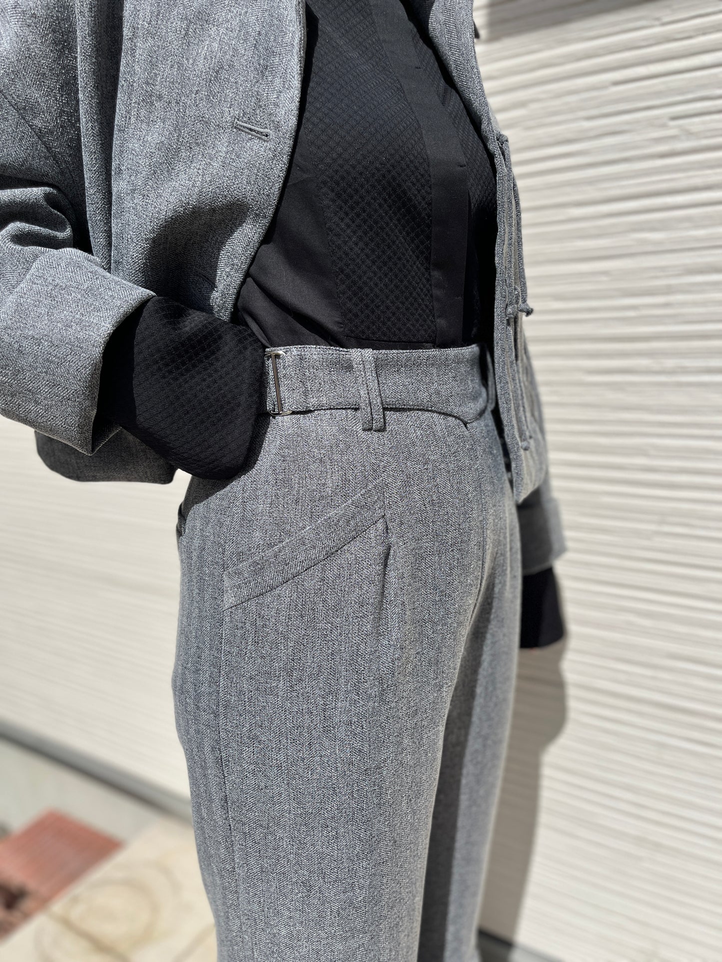 Pleated Wide Trousers / Gray