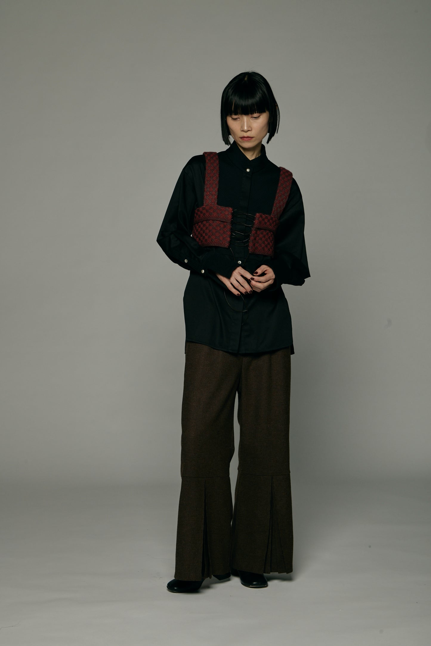 Dobby weave knit bustier / Bordeaux