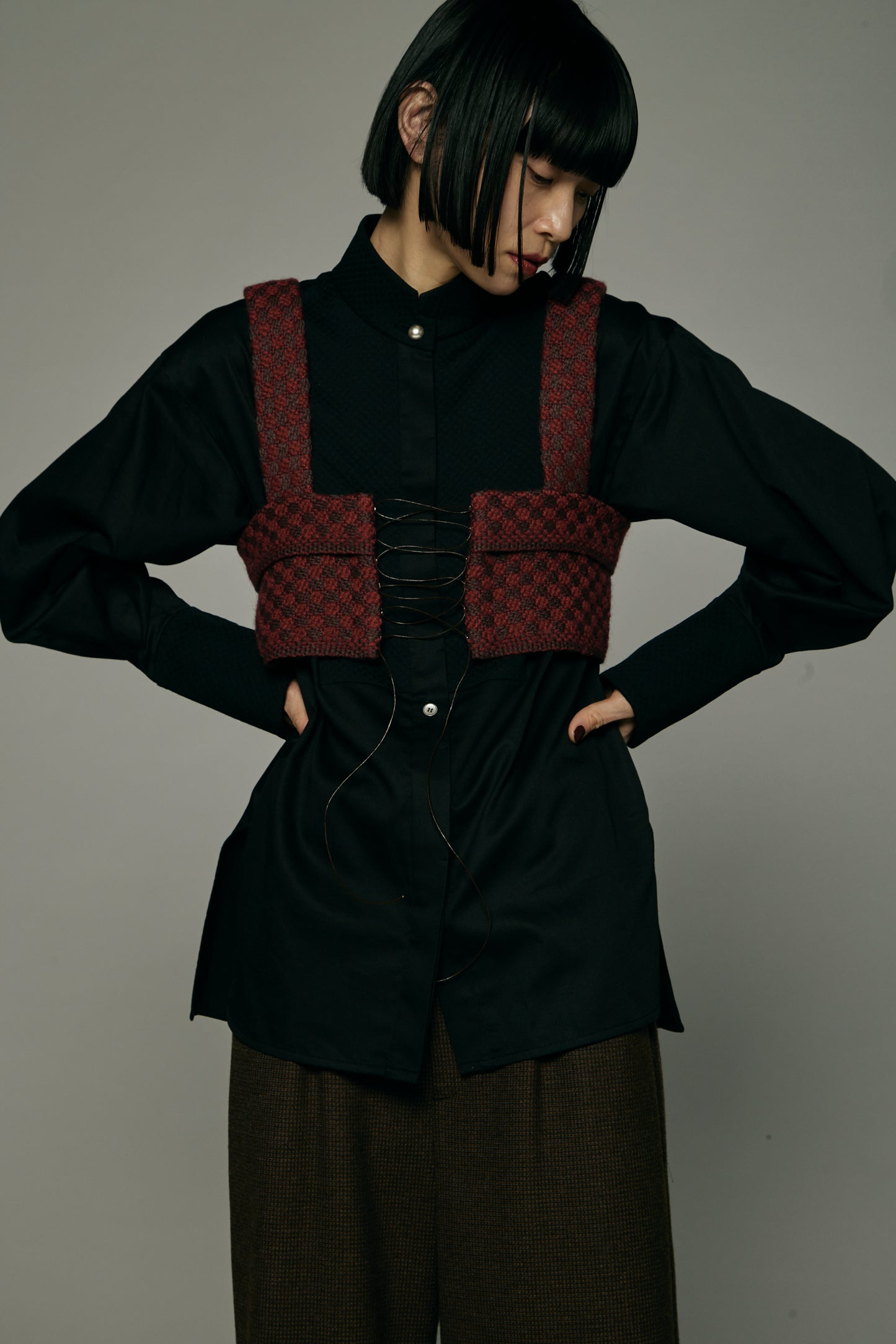 Dobby weave knit bustier / Bordeaux