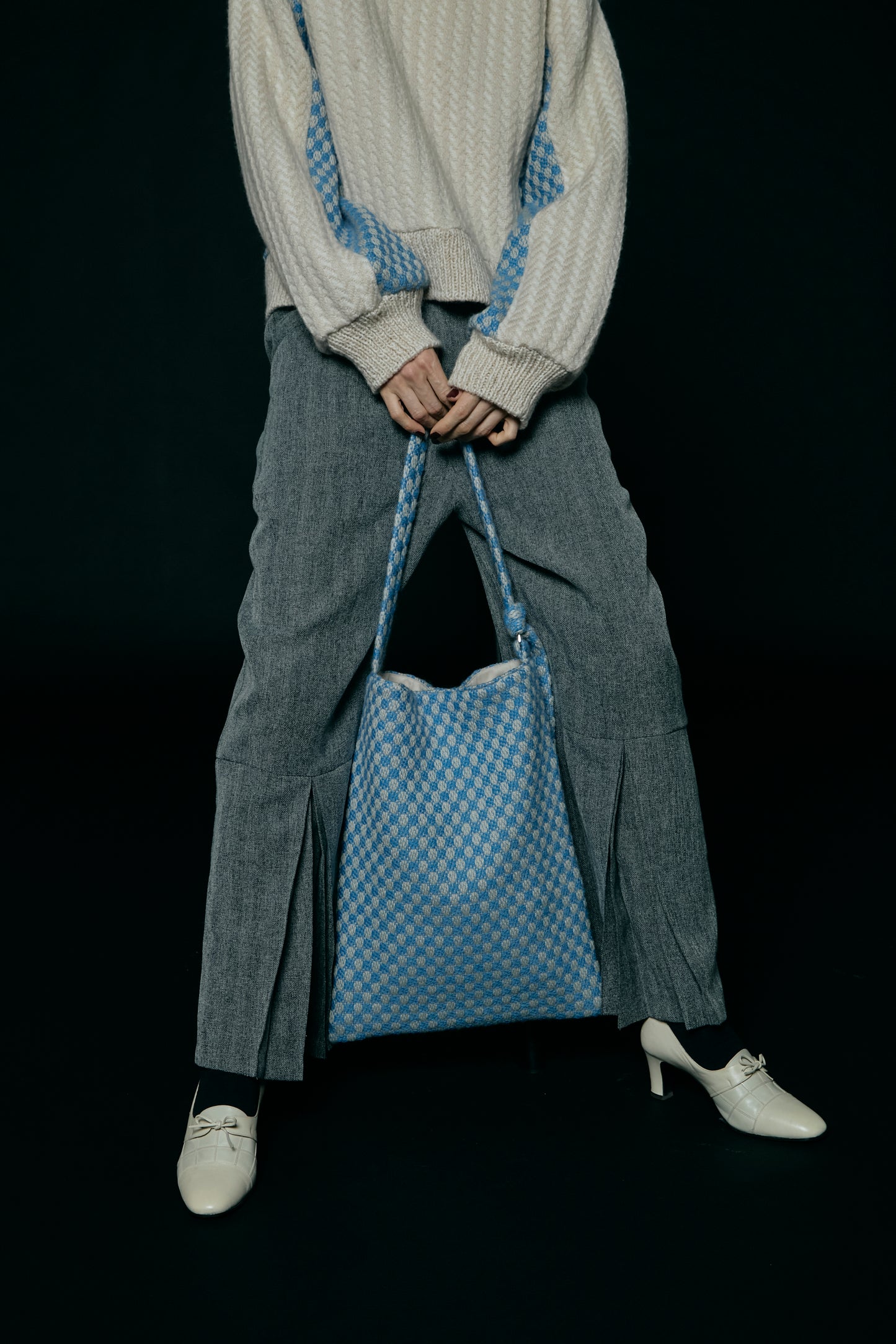 Dobby weave tote bag / Blue