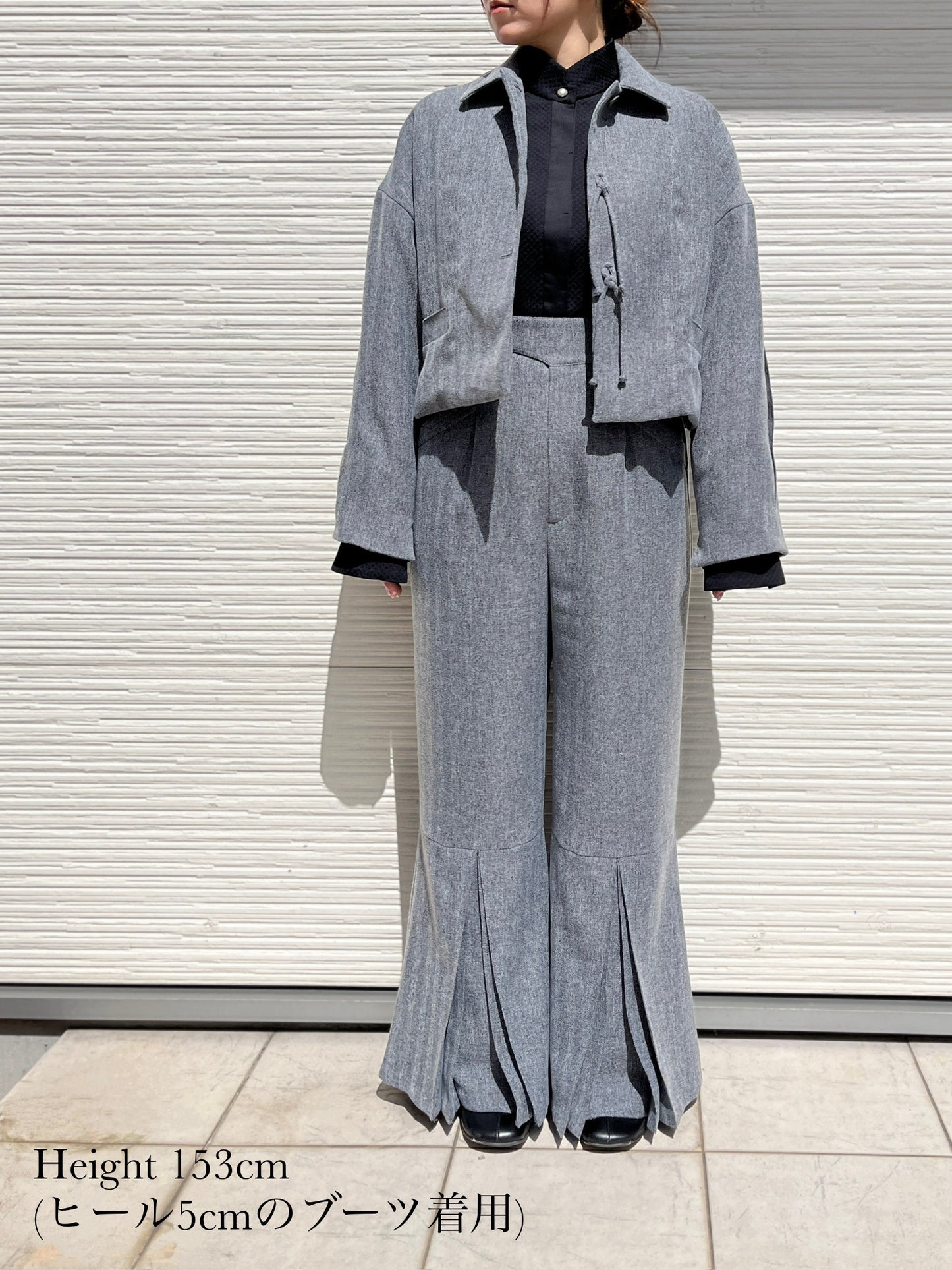 Pleated Wide Trousers / Gray