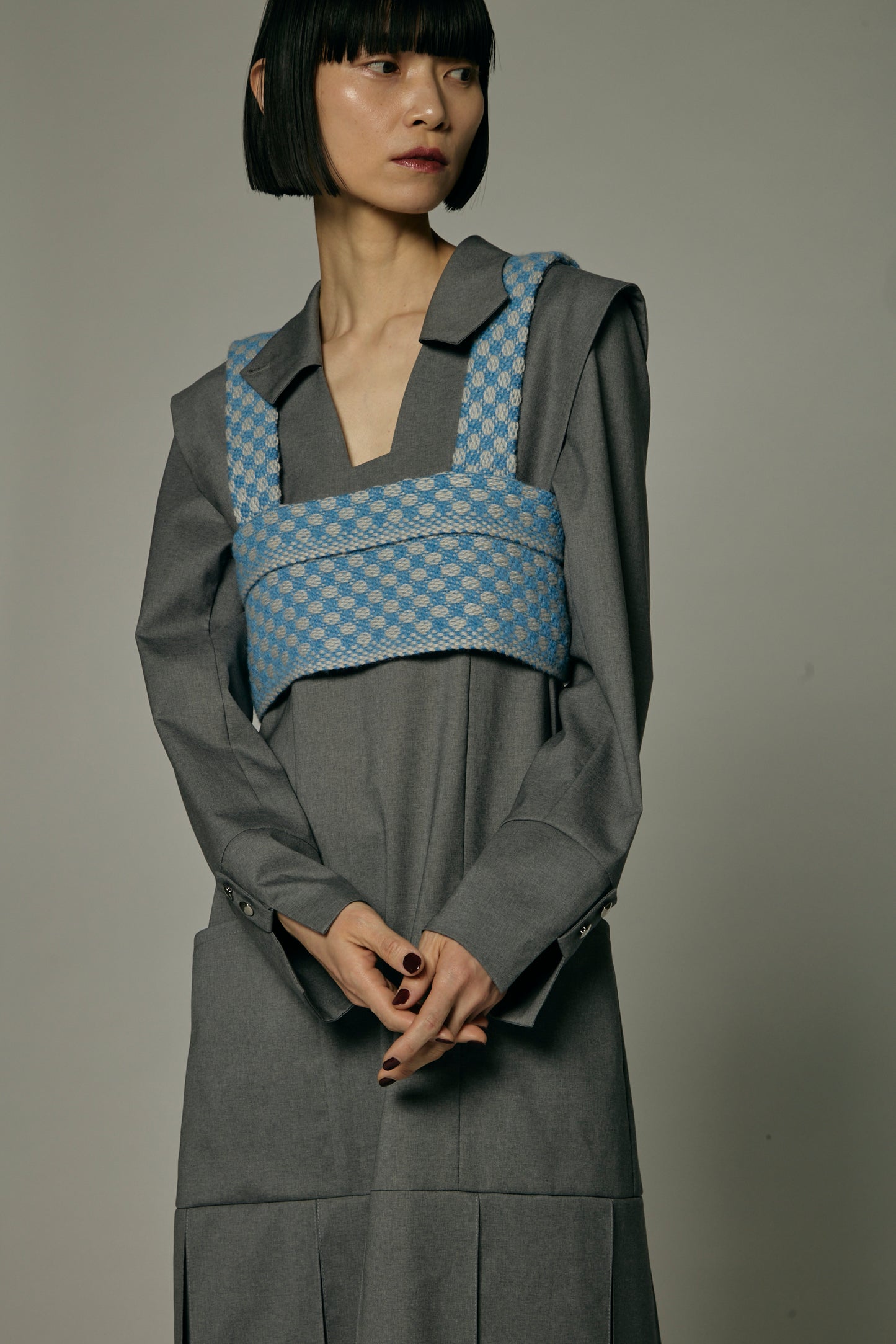 Dobby weave knit bustier / Blue