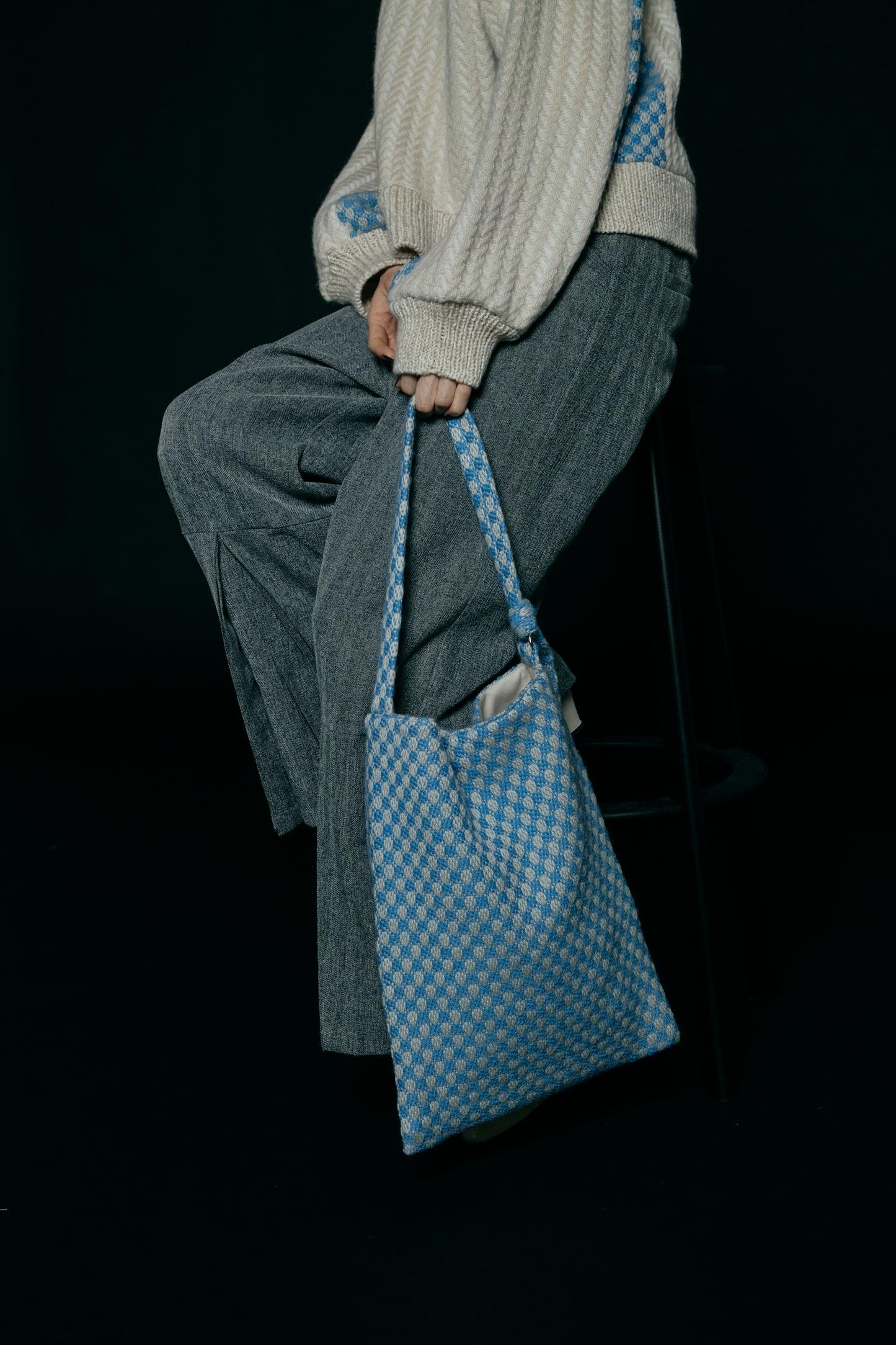 Dobby weave tote bag / Blue