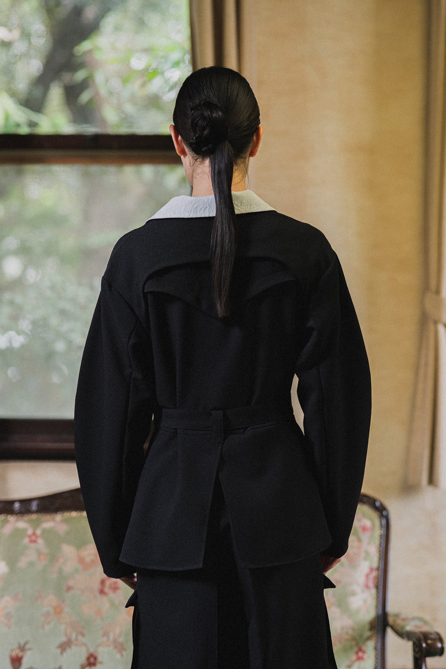 【Pre order】Pleats pocket Coat Dress / Black