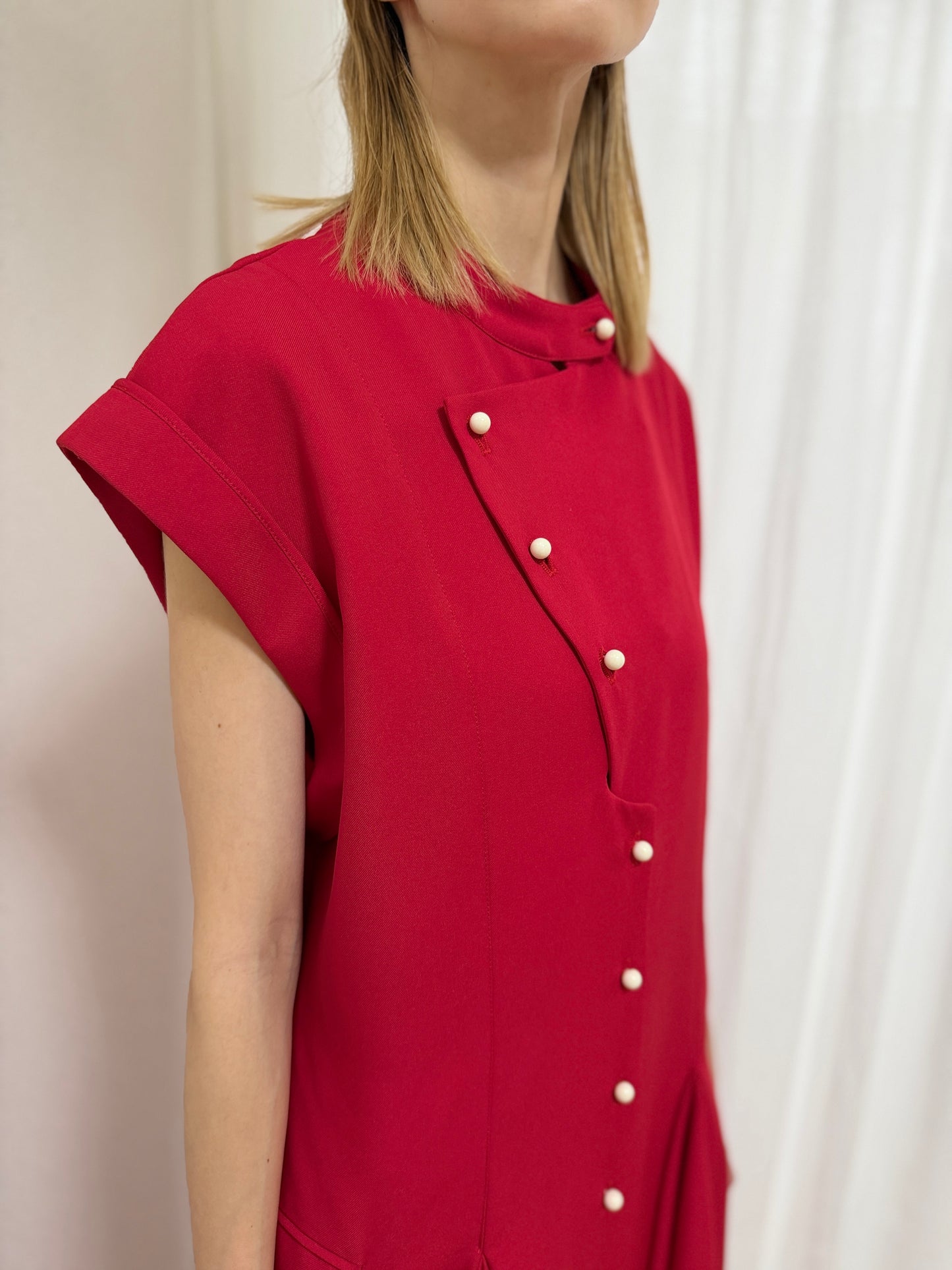 【Pre order】 Godet skirt dress / Red