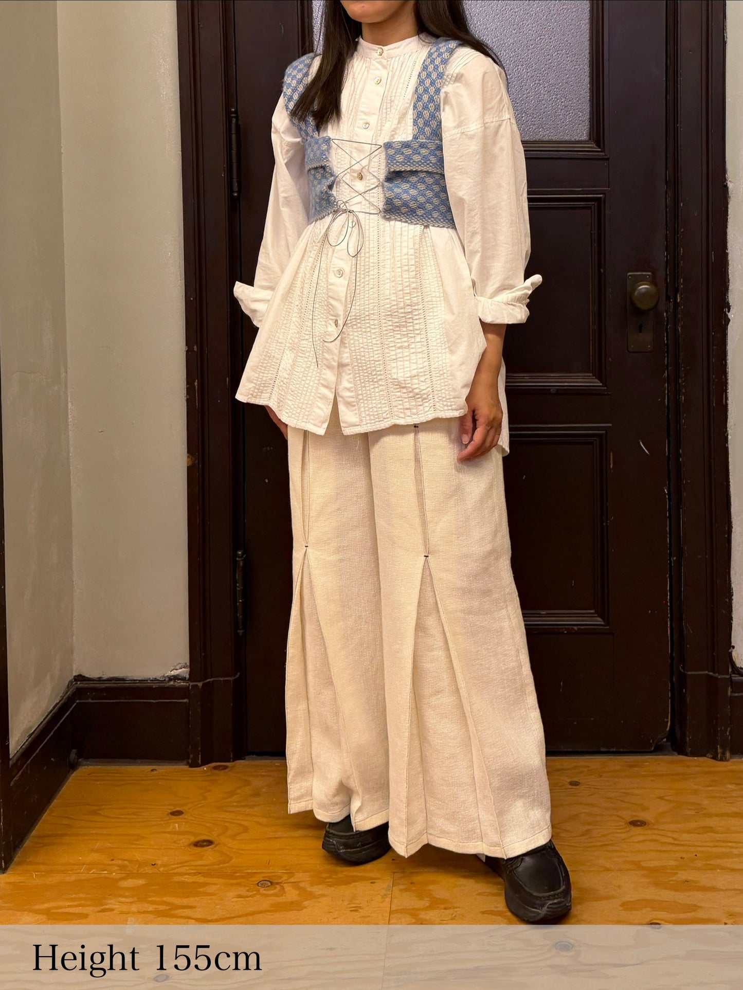 Panama woven pants / White