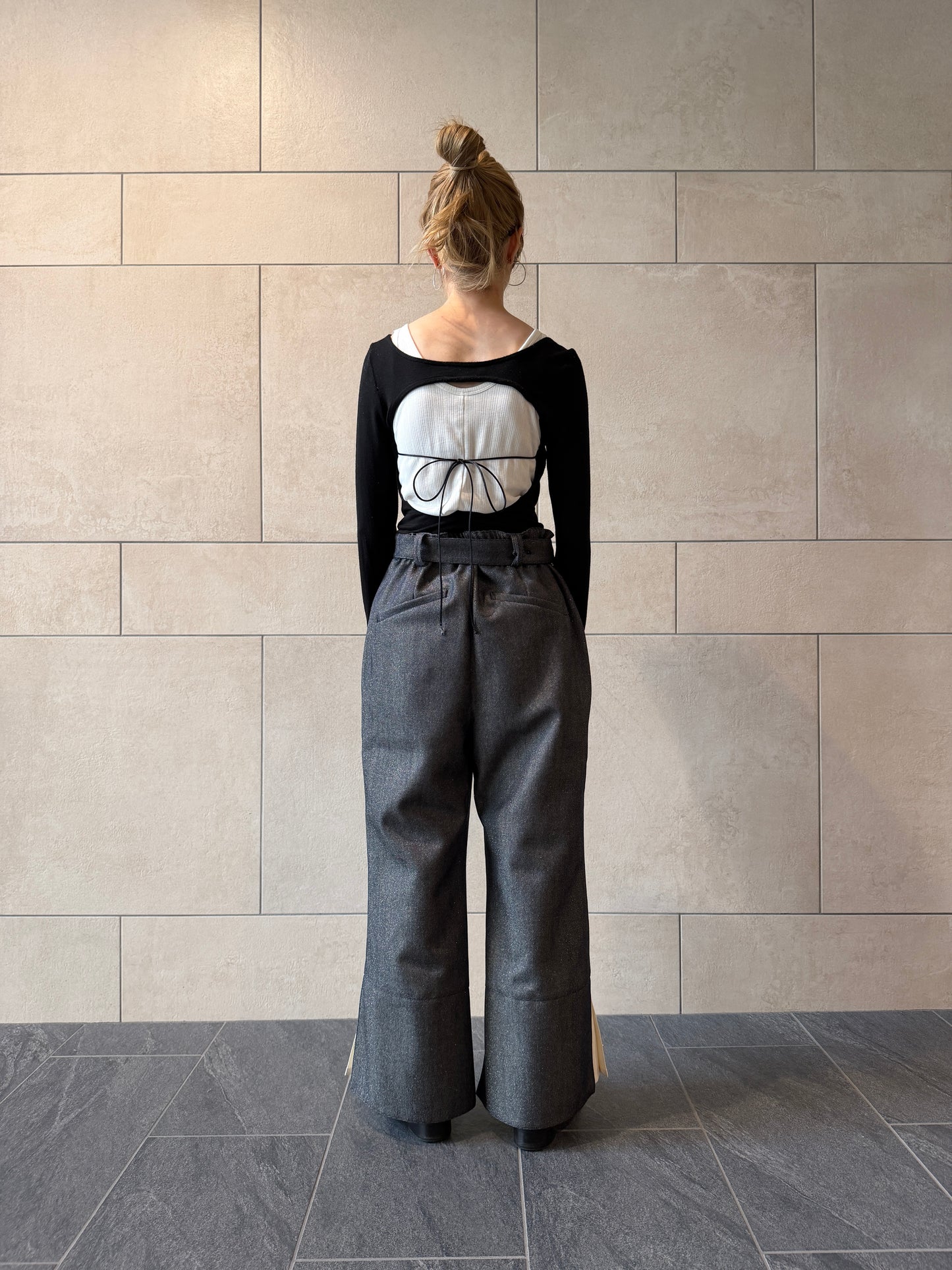 【Pre order】2way Pleated Hem Trousers / Navy