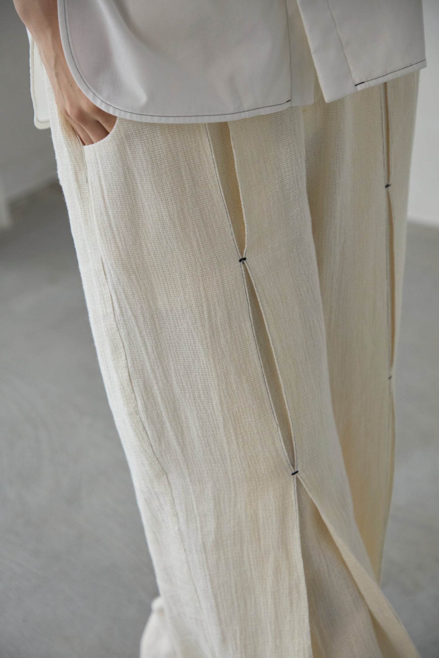 【Pre order】Panama woven pants / White