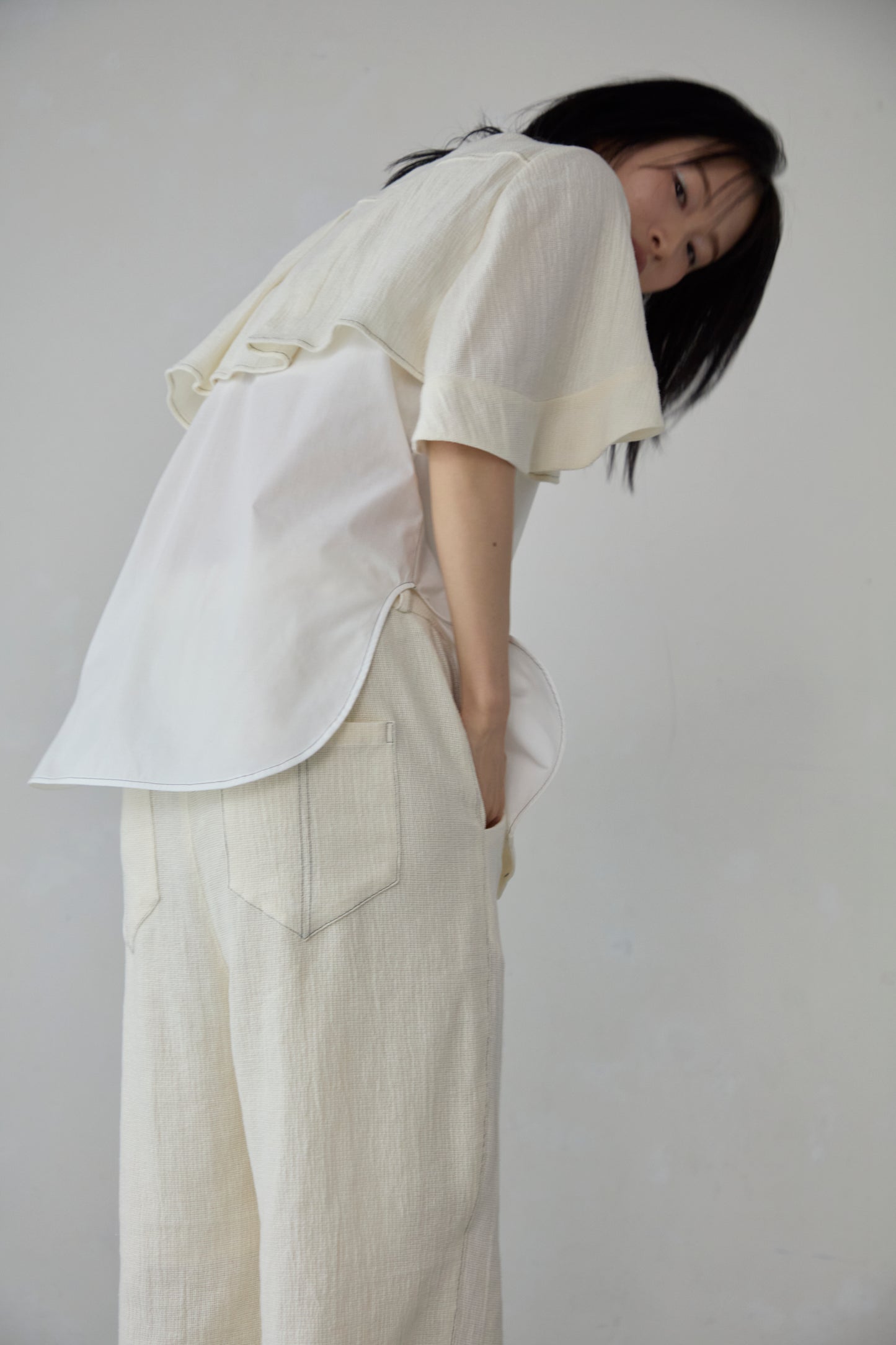 【Pre order】Panama woven pants / White