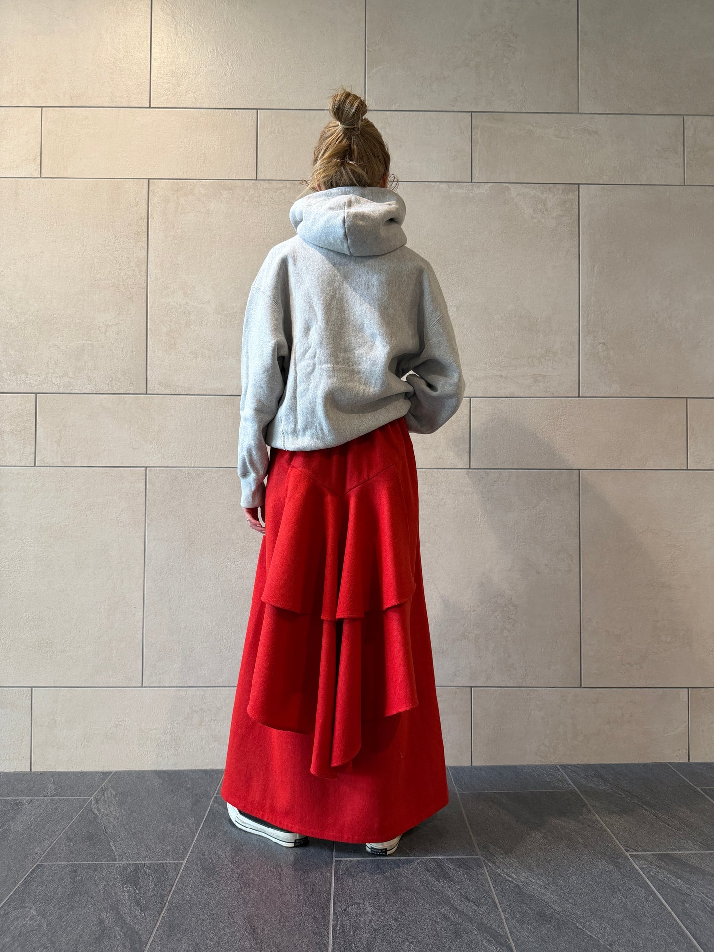 【Re order】Back ruffle skirt / Red