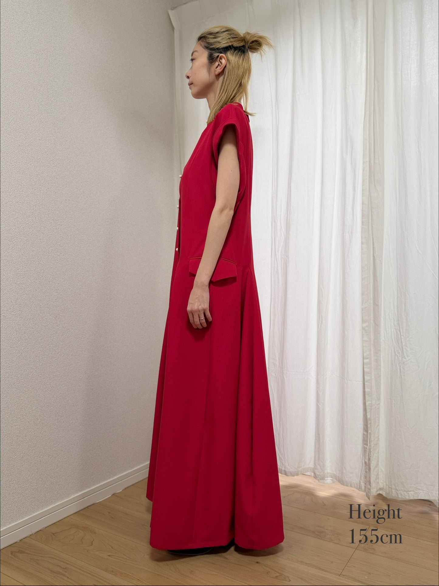 【Pre order】 Godet skirt dress / Red