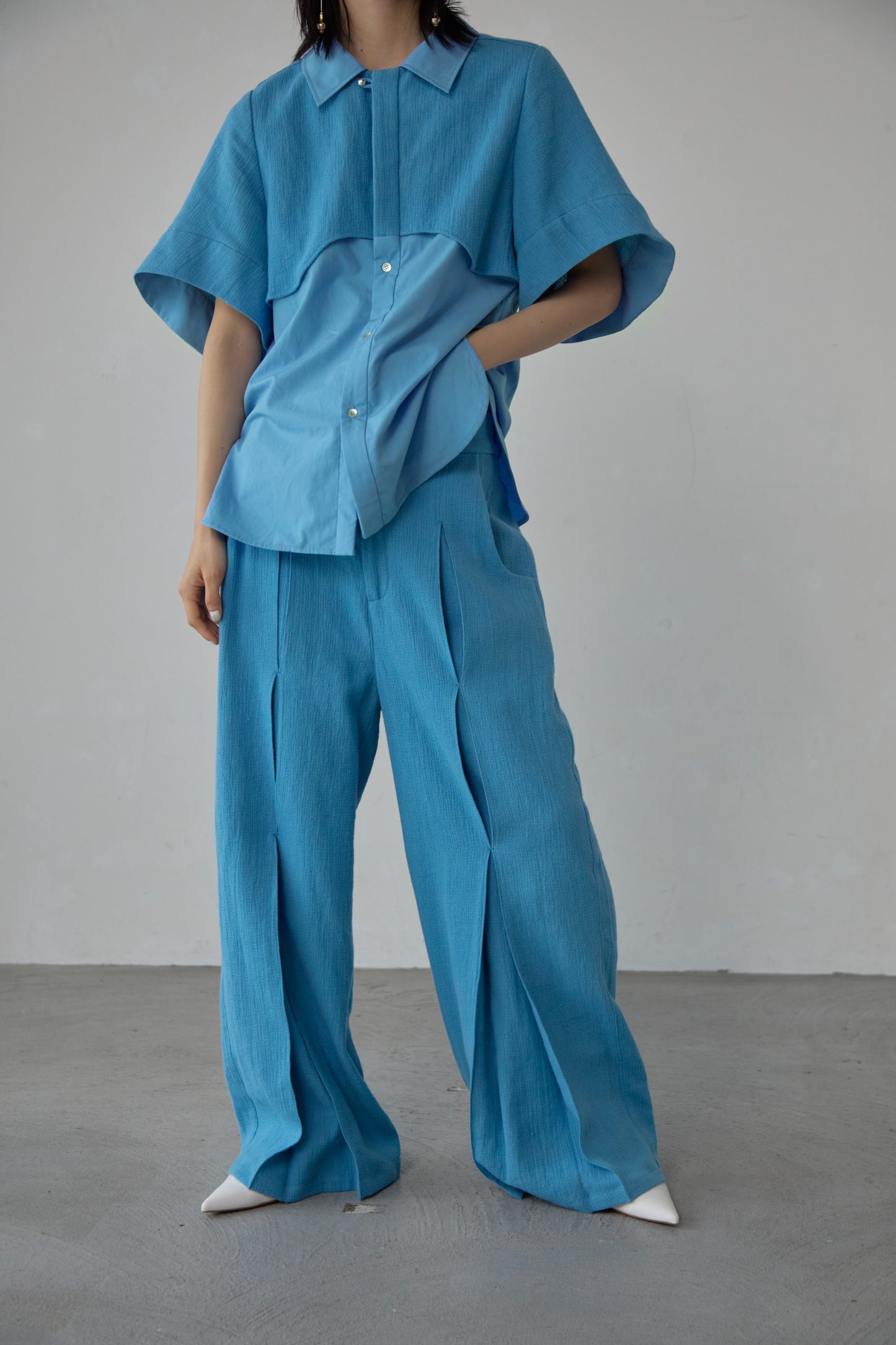 Panama woven pants / Blue