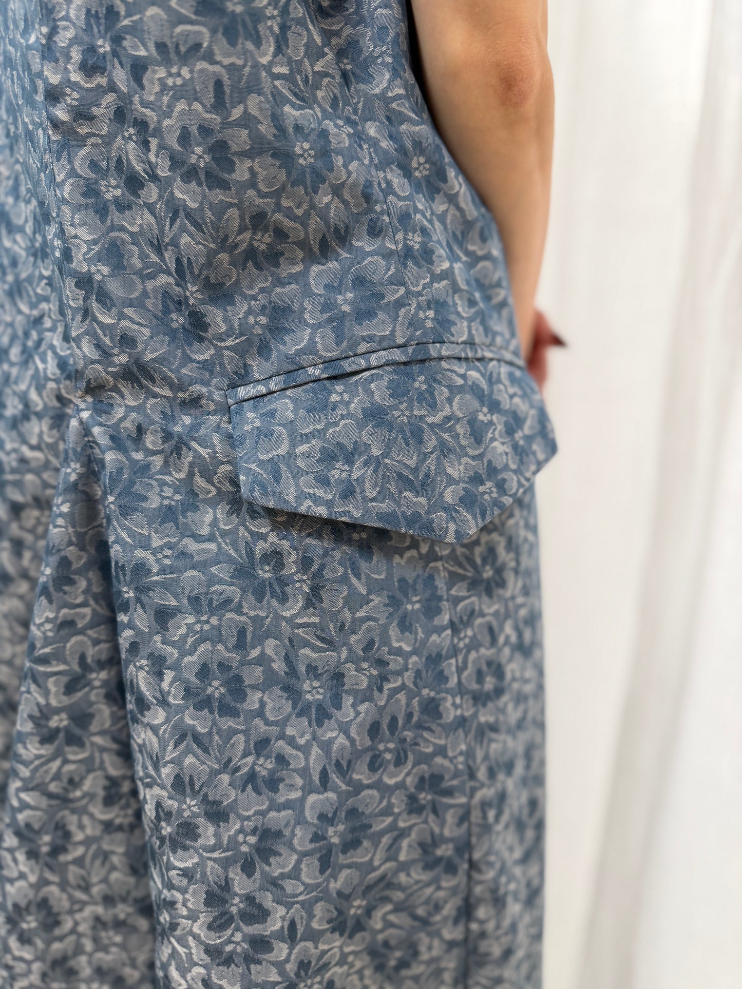 【Pre order】Godet skirt dress / Blue