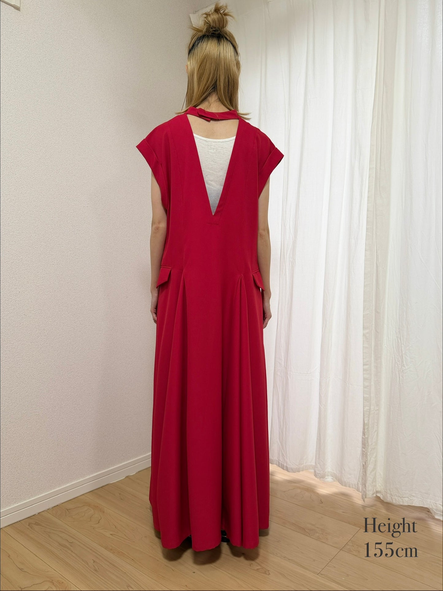 【Pre order】 Godet skirt dress / Red