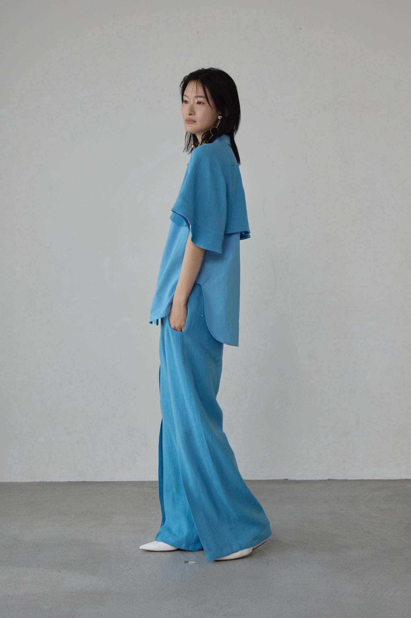 【Pre order】Panama woven shirt / Blue