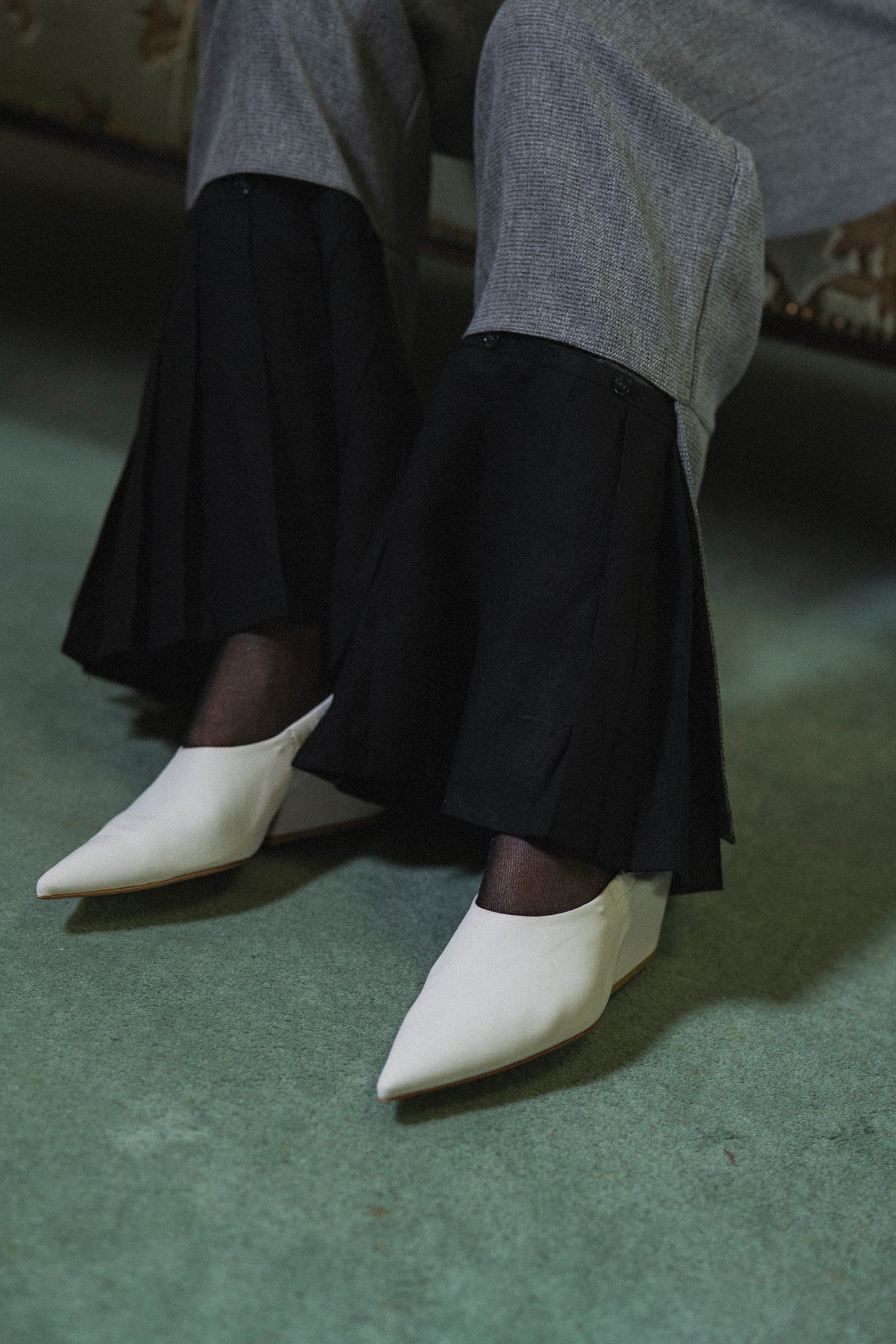 【Pre order】2way Pleated Hem Trousers /Gray