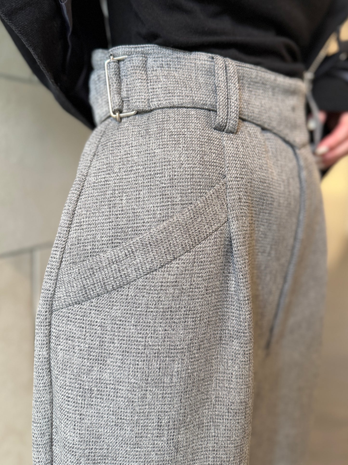 【Pre order】2way Pleated Hem Trousers /Gray