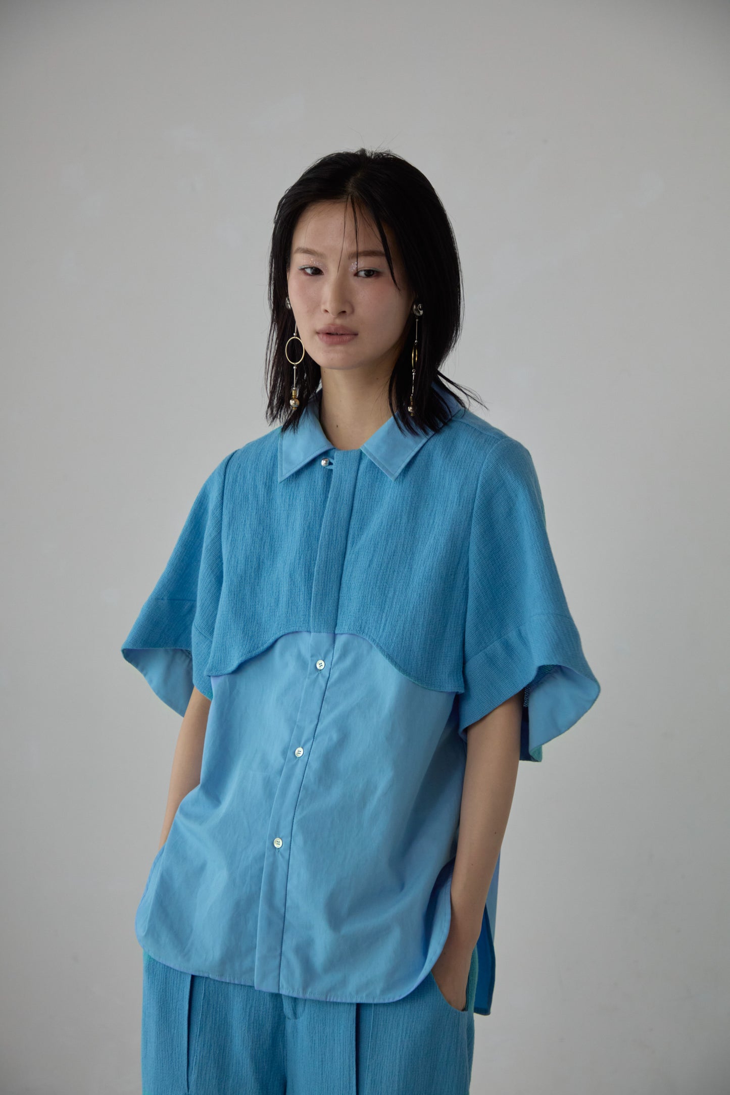 【Pre order】Panama woven shirt / Blue