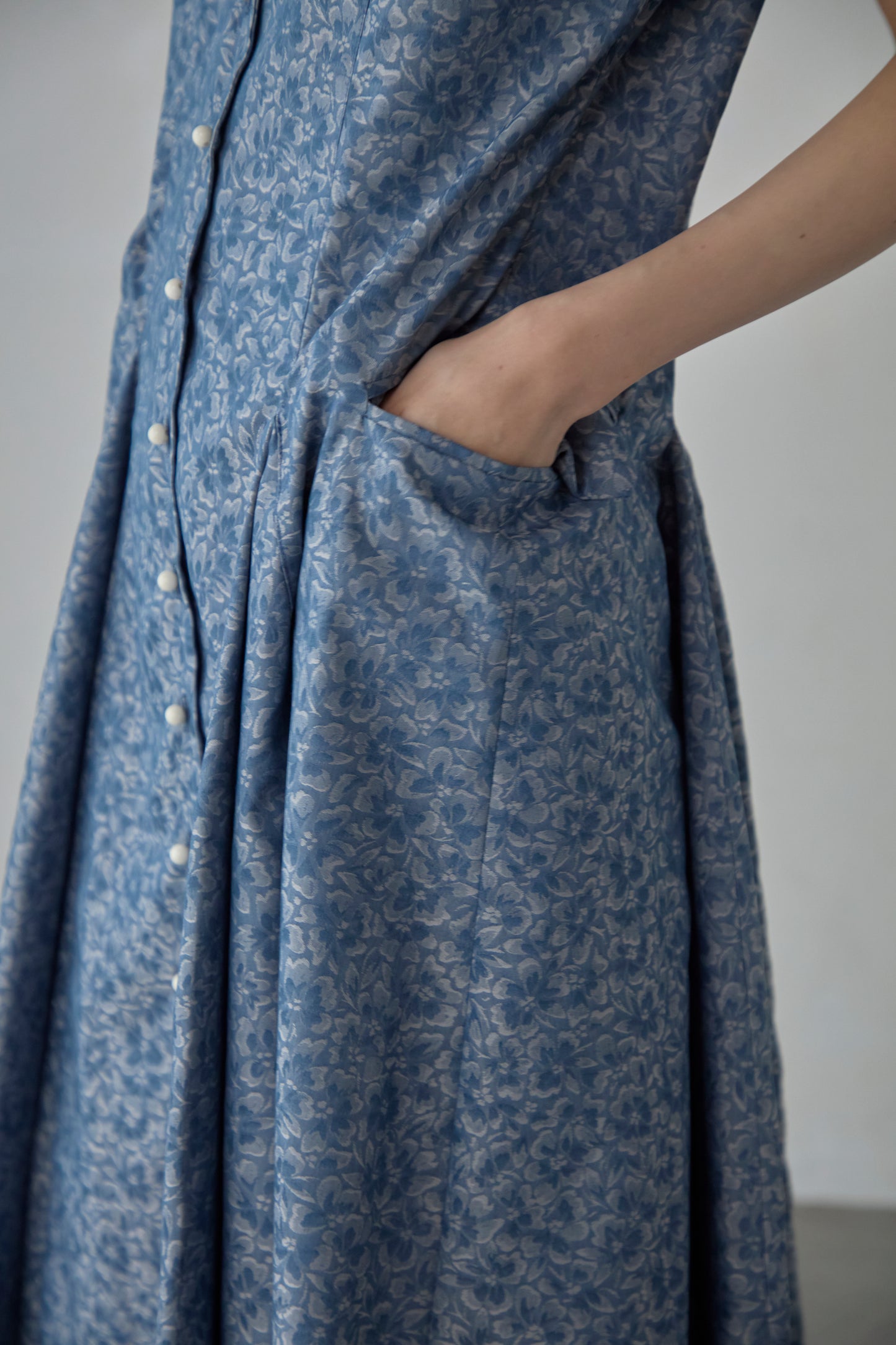 【Pre order】Godet skirt dress / Blue
