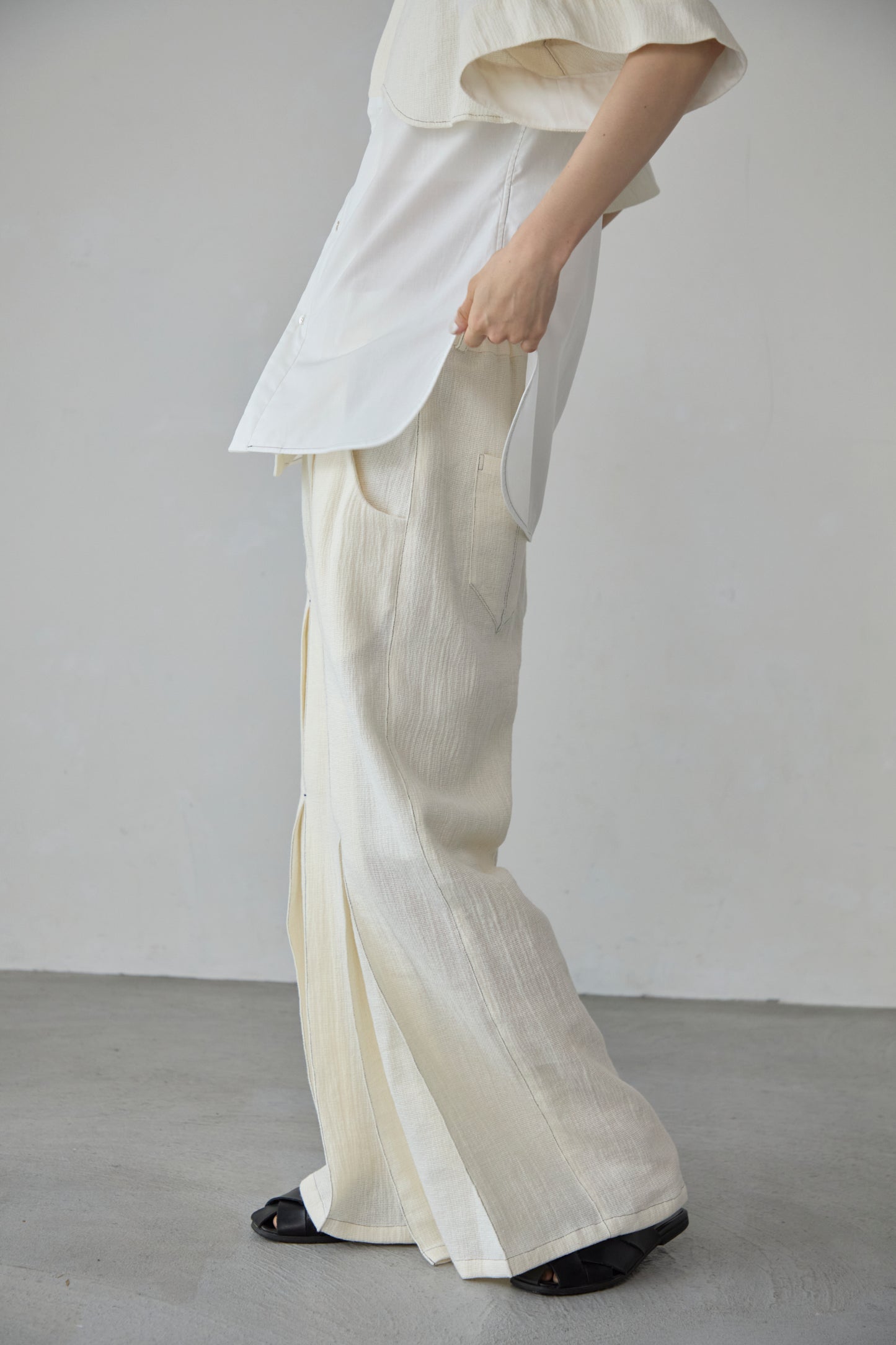 【Pre order】Panama woven pants / White