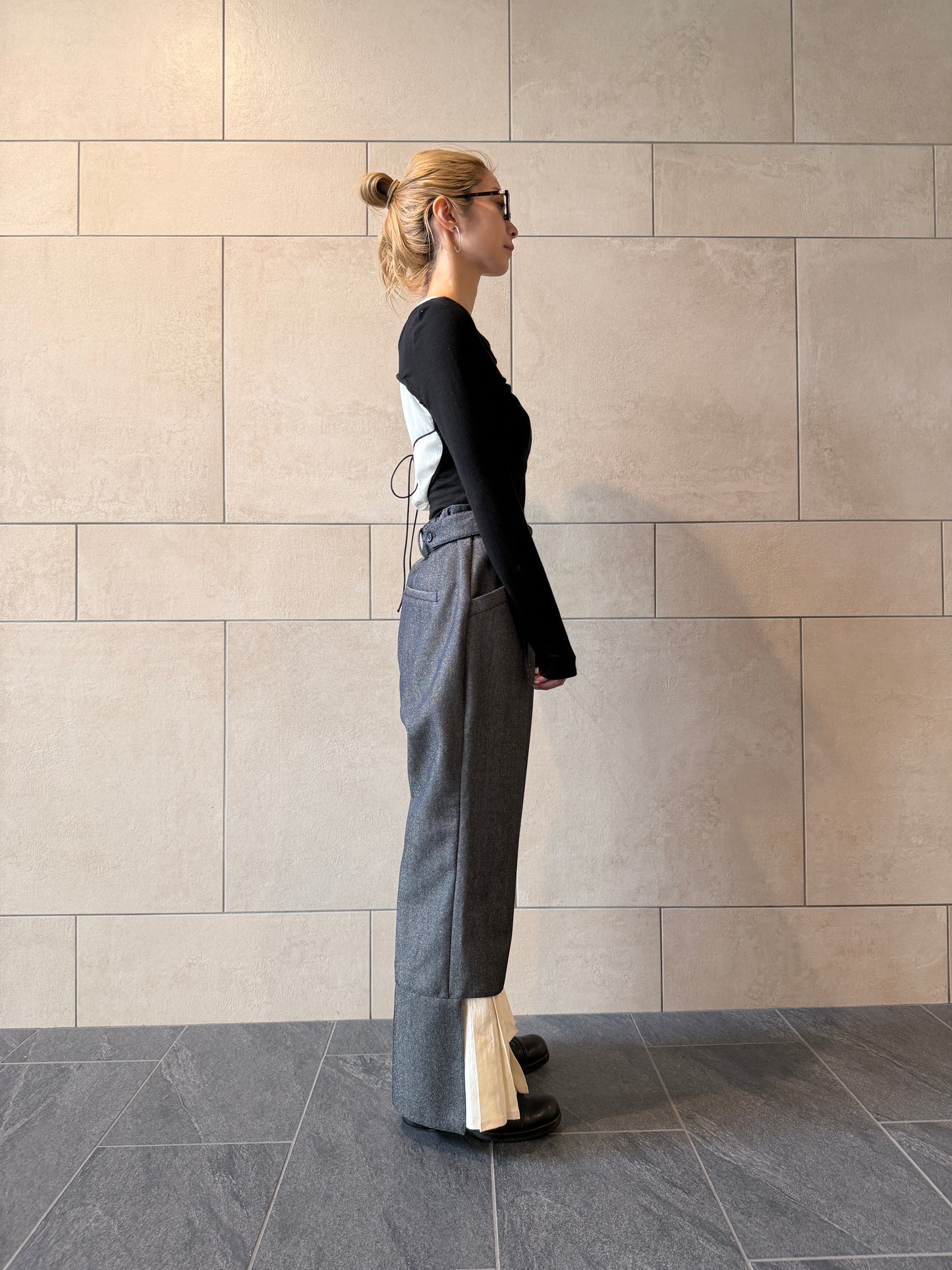 【Pre order】2way Pleated Hem Trousers / Navy