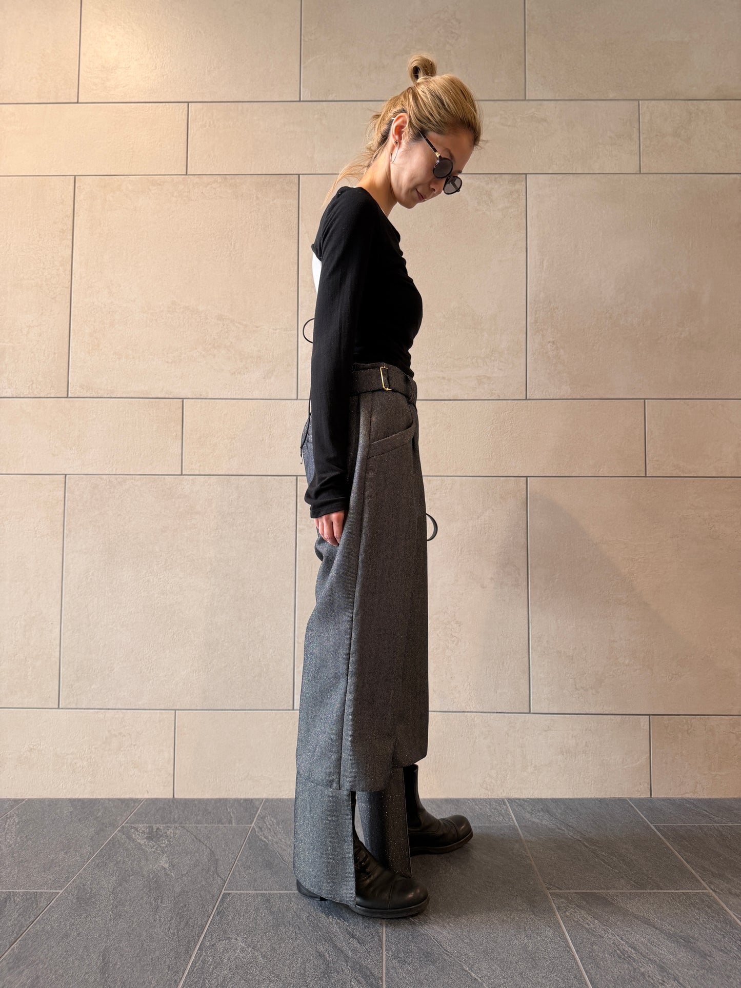 【Pre order】2way Pleated Hem Trousers / Navy