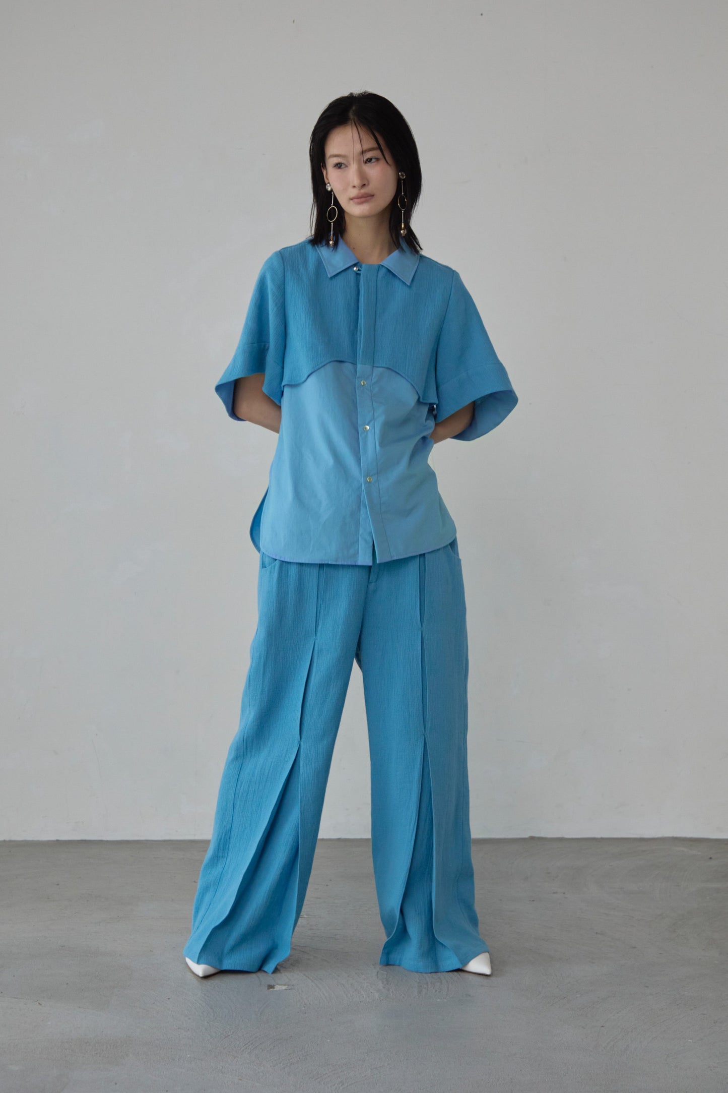 【Pre order】Panama woven shirt / Blue