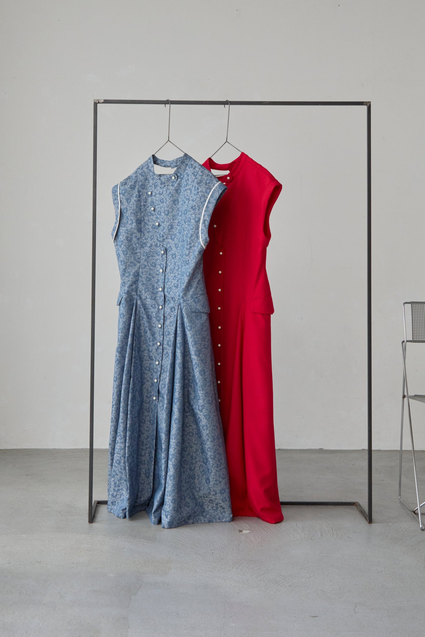 【Pre order】Godet skirt dress / Blue