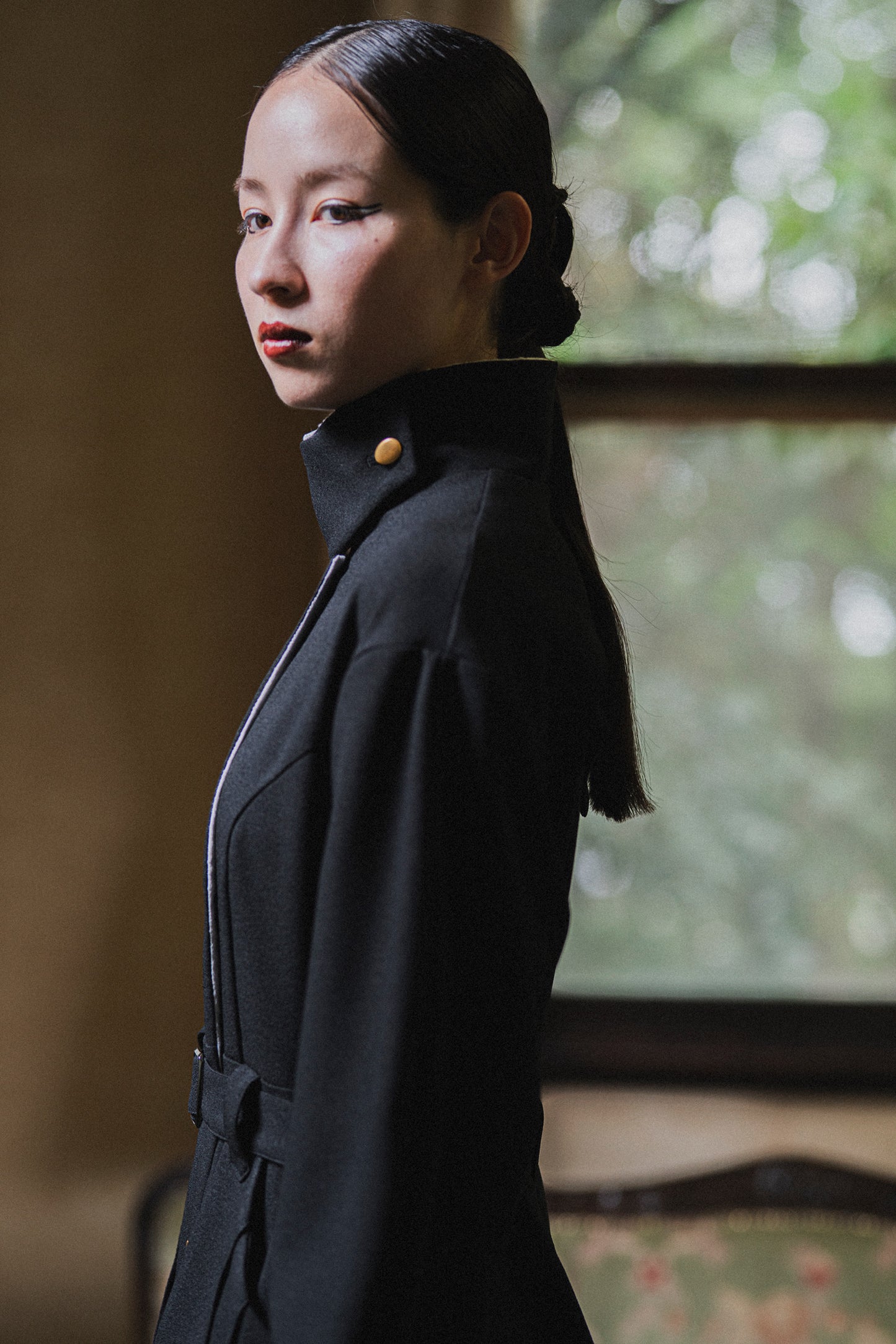 【Pre order】Pleats pocket Coat Dress / Black