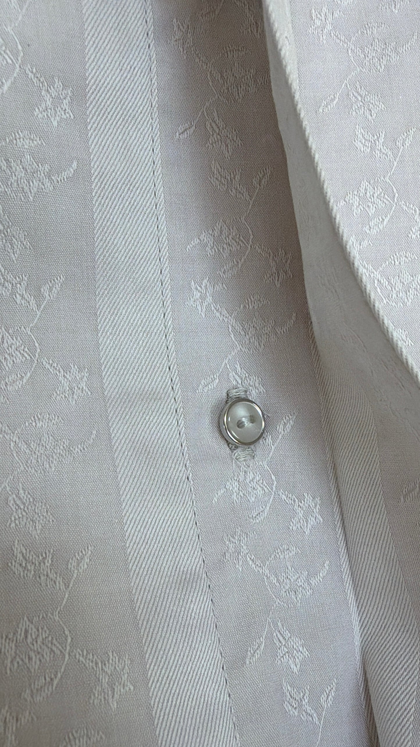 【Pre order】Metal button pleated blouse / Light gray