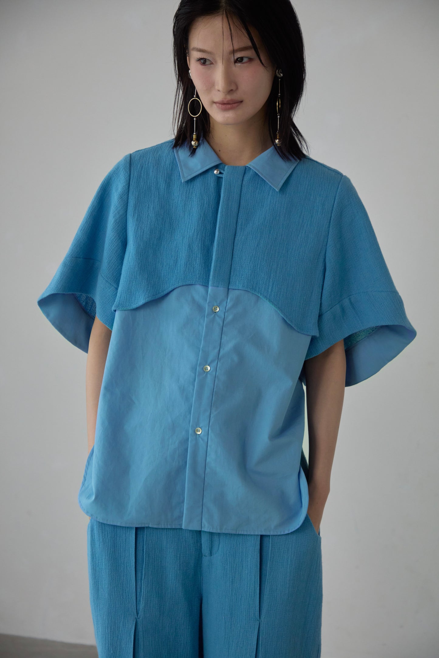 【Pre order】Panama woven shirt / Blue