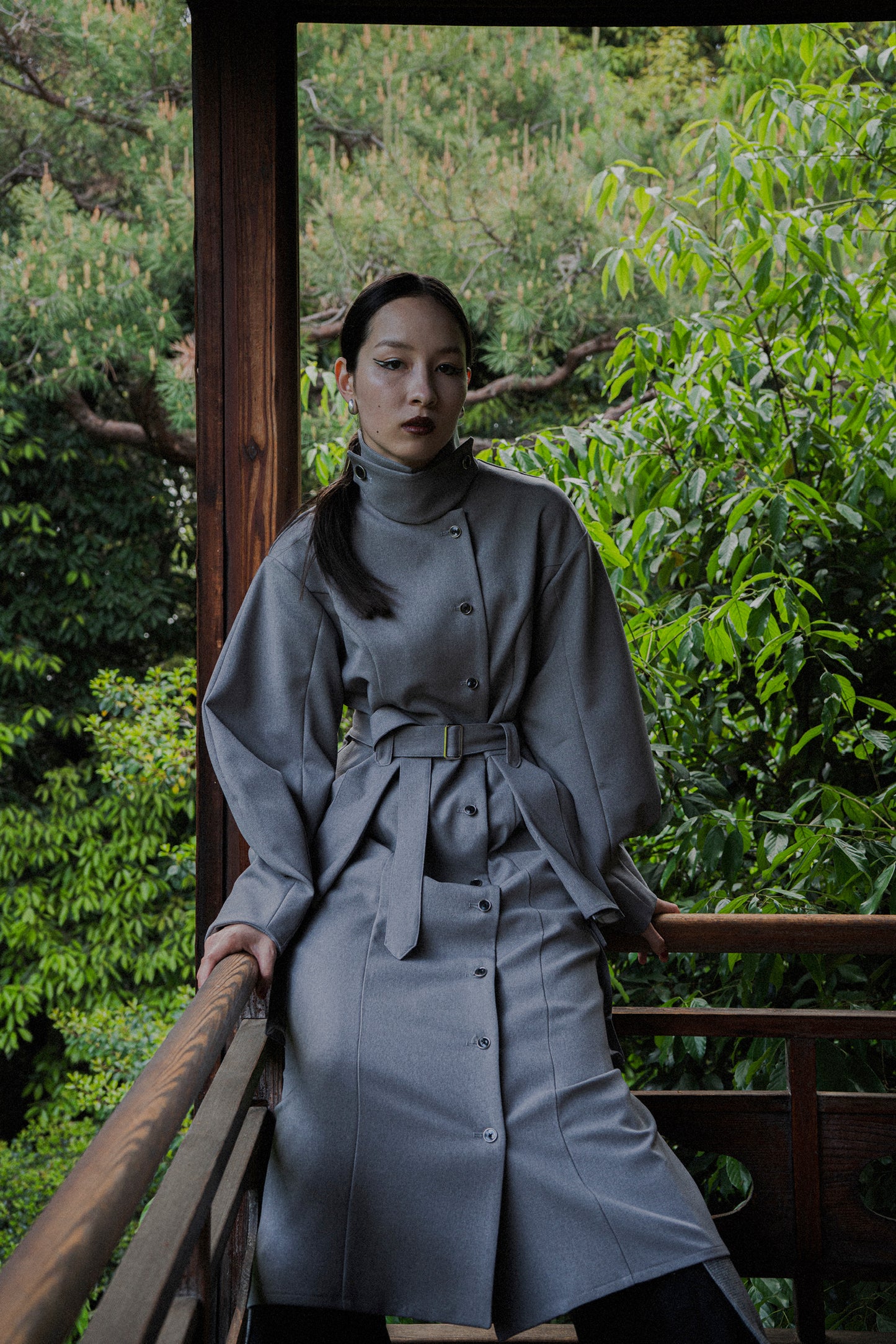 【Pre order】Pleats pocket Coat Dress / Gray
